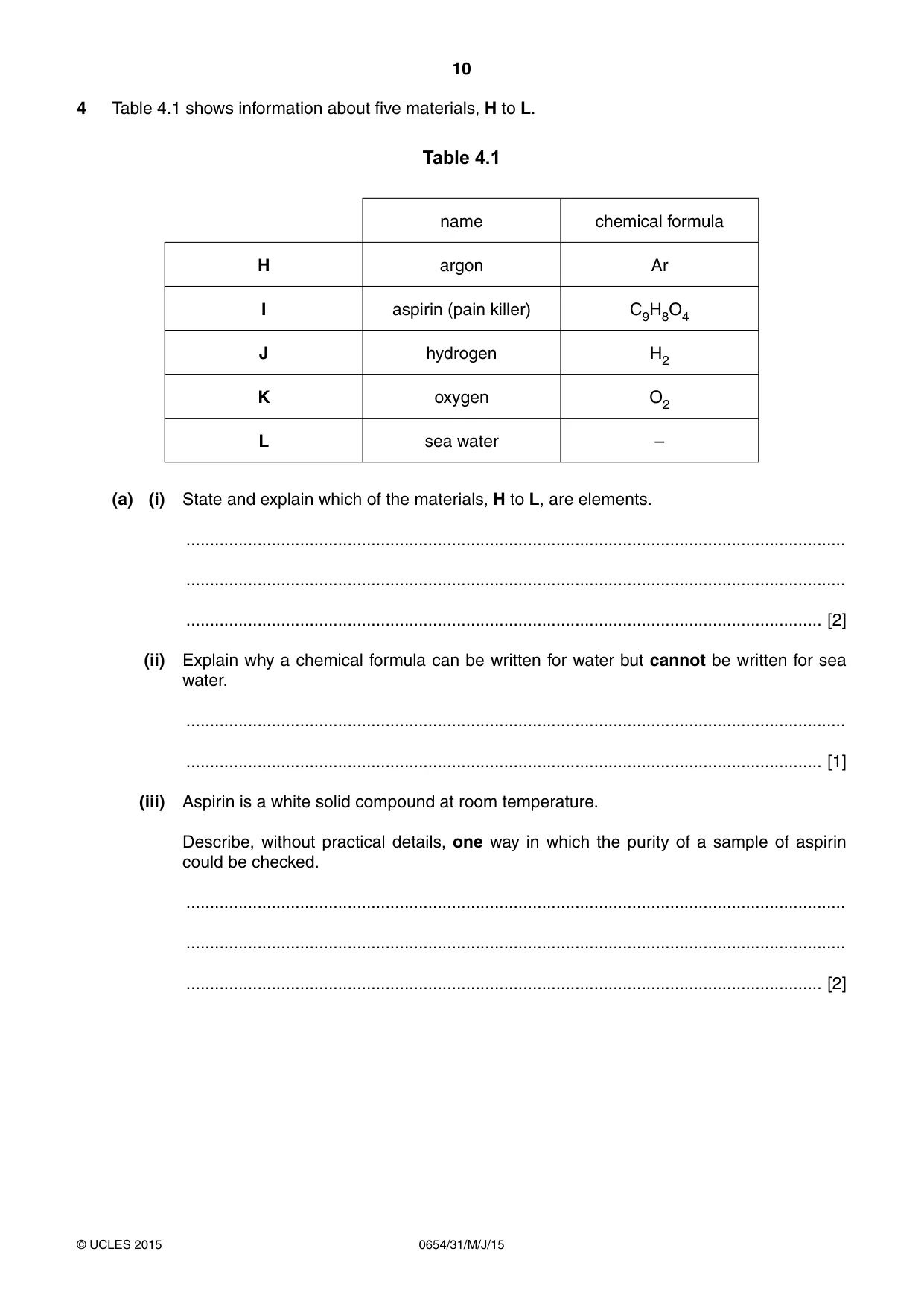 Cambridge IGCSE Sciences - Co-ordinated (Double) 0654 2015 May/June Paper 3 · Variant 1 question paper, page 10 of 32