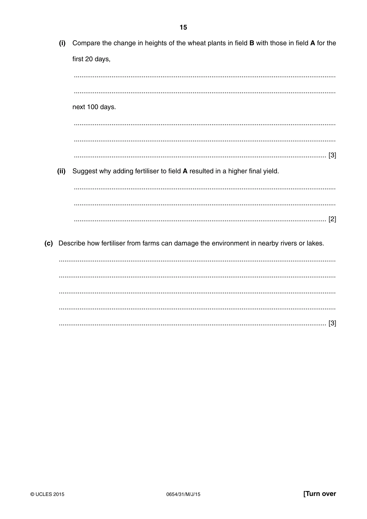 Cambridge IGCSE Sciences - Co-ordinated (Double) 0654 2015 May/June Paper 3 · Variant 1 question paper, page 15 of 32