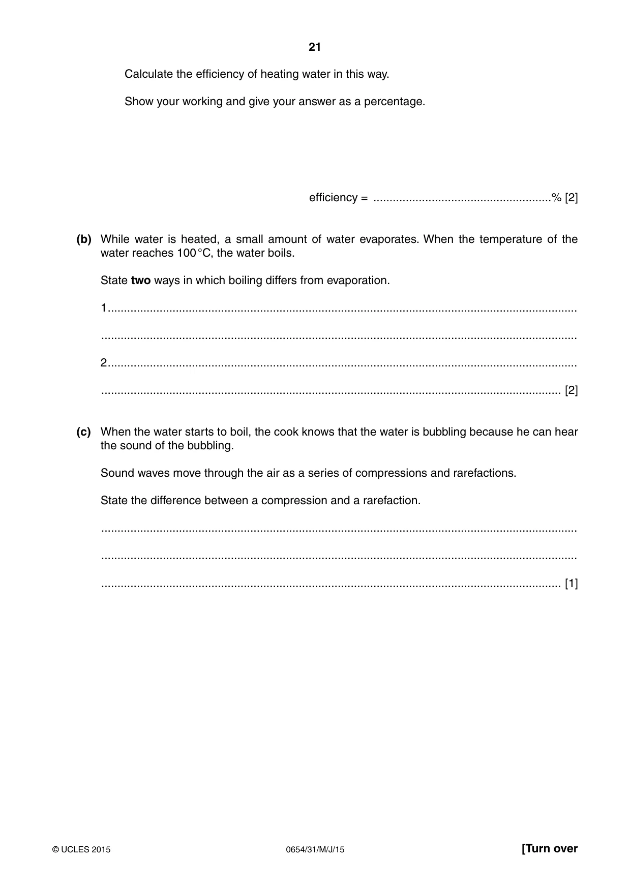 Cambridge IGCSE Sciences - Co-ordinated (Double) 0654 2015 May/June Paper 3 · Variant 1 question paper, page 21 of 32