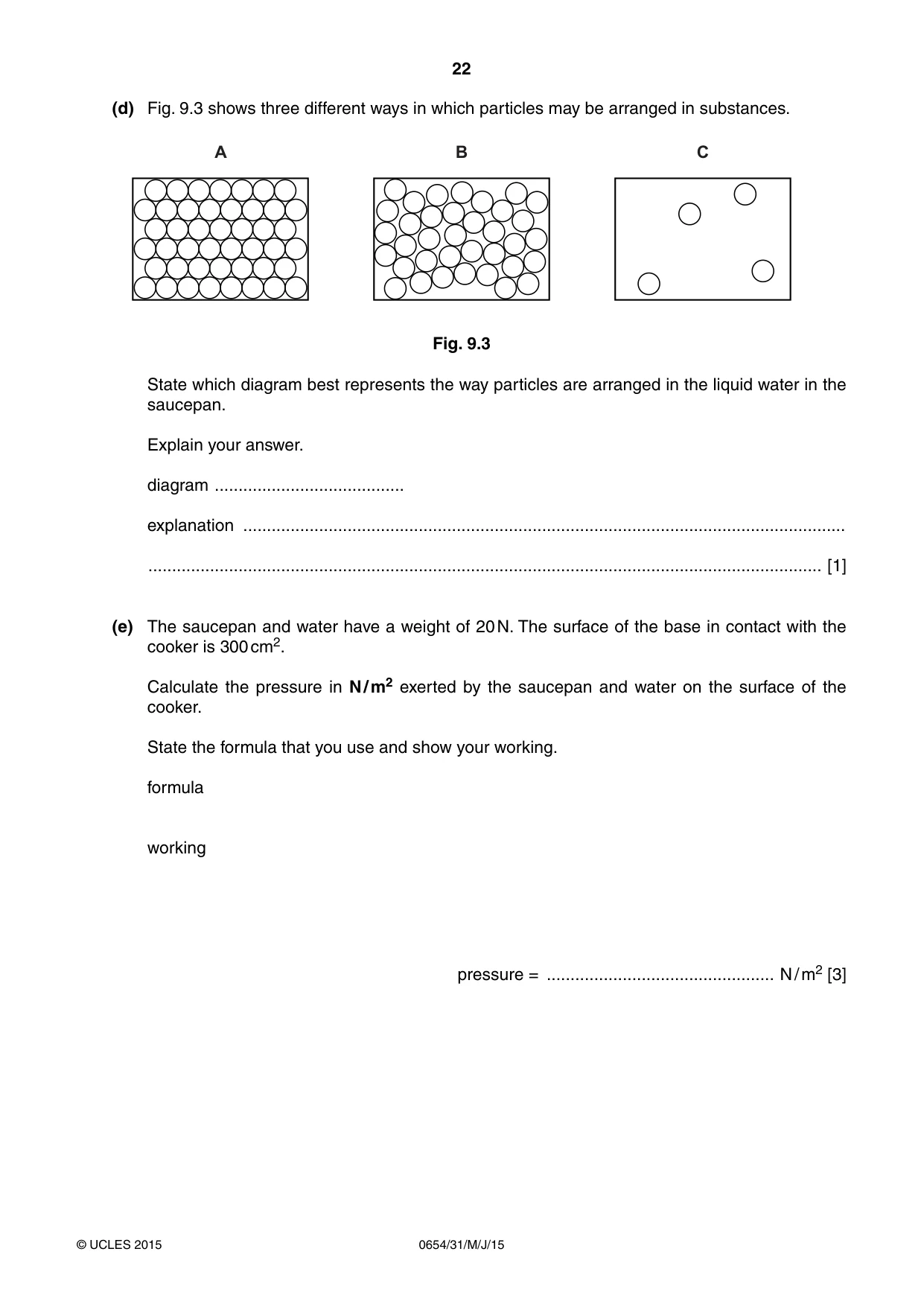 Cambridge IGCSE Sciences - Co-ordinated (Double) 0654 2015 May/June Paper 3 · Variant 1 question paper, page 22 of 32