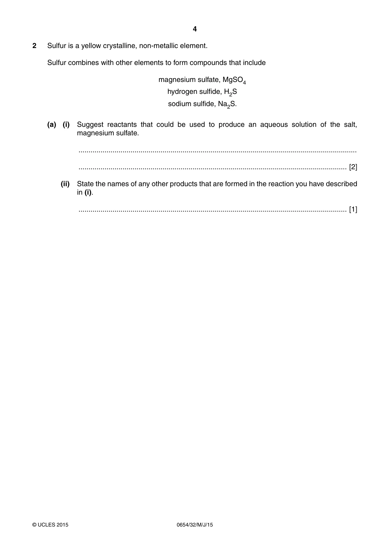 Cambridge IGCSE Sciences - Co-ordinated (Double) 0654 2015 May/June Paper 3 · Variant 2 question paper, page 4 of 32