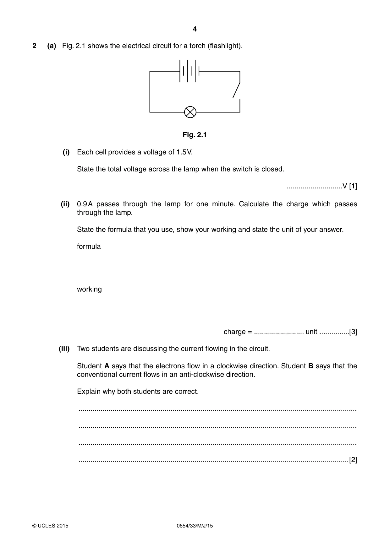 Cambridge IGCSE Sciences - Co-ordinated (Double) 0654 2015 May/June Paper 3 · Variant 3 question paper, page 4 of 28