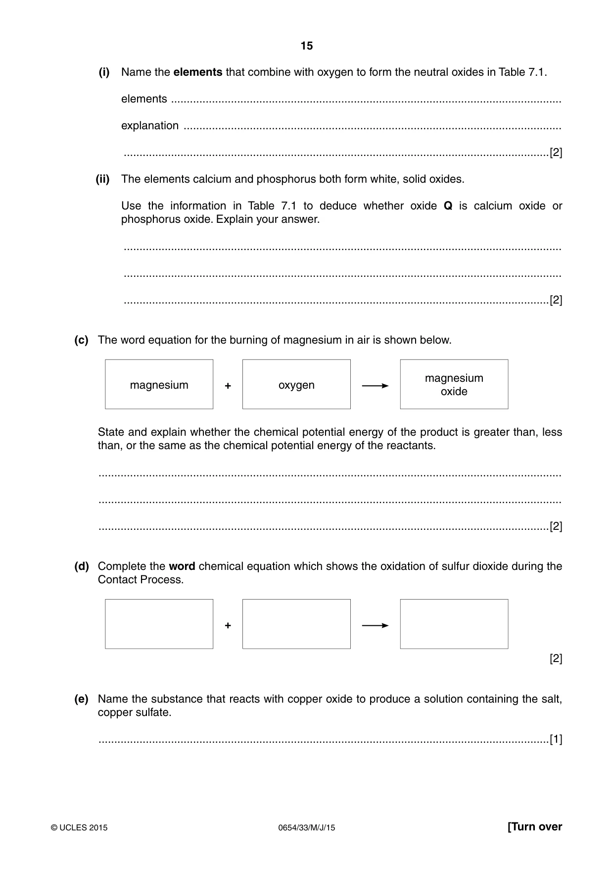 Cambridge IGCSE Sciences - Co-ordinated (Double) 0654 2015 May/June Paper 3 · Variant 3 question paper, page 15 of 28