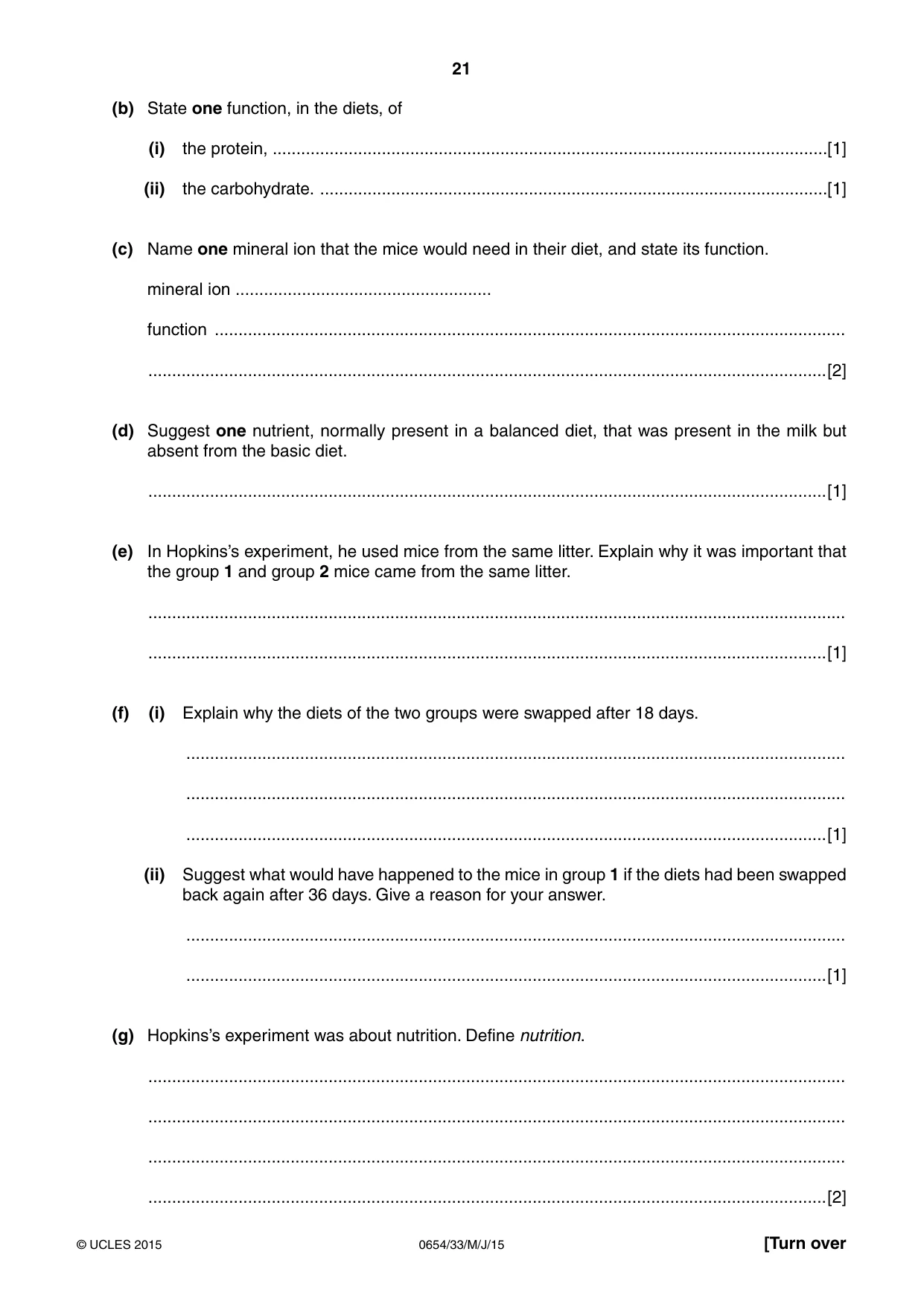 Cambridge IGCSE Sciences - Co-ordinated (Double) 0654 2015 May/June Paper 3 · Variant 3 question paper, page 21 of 28