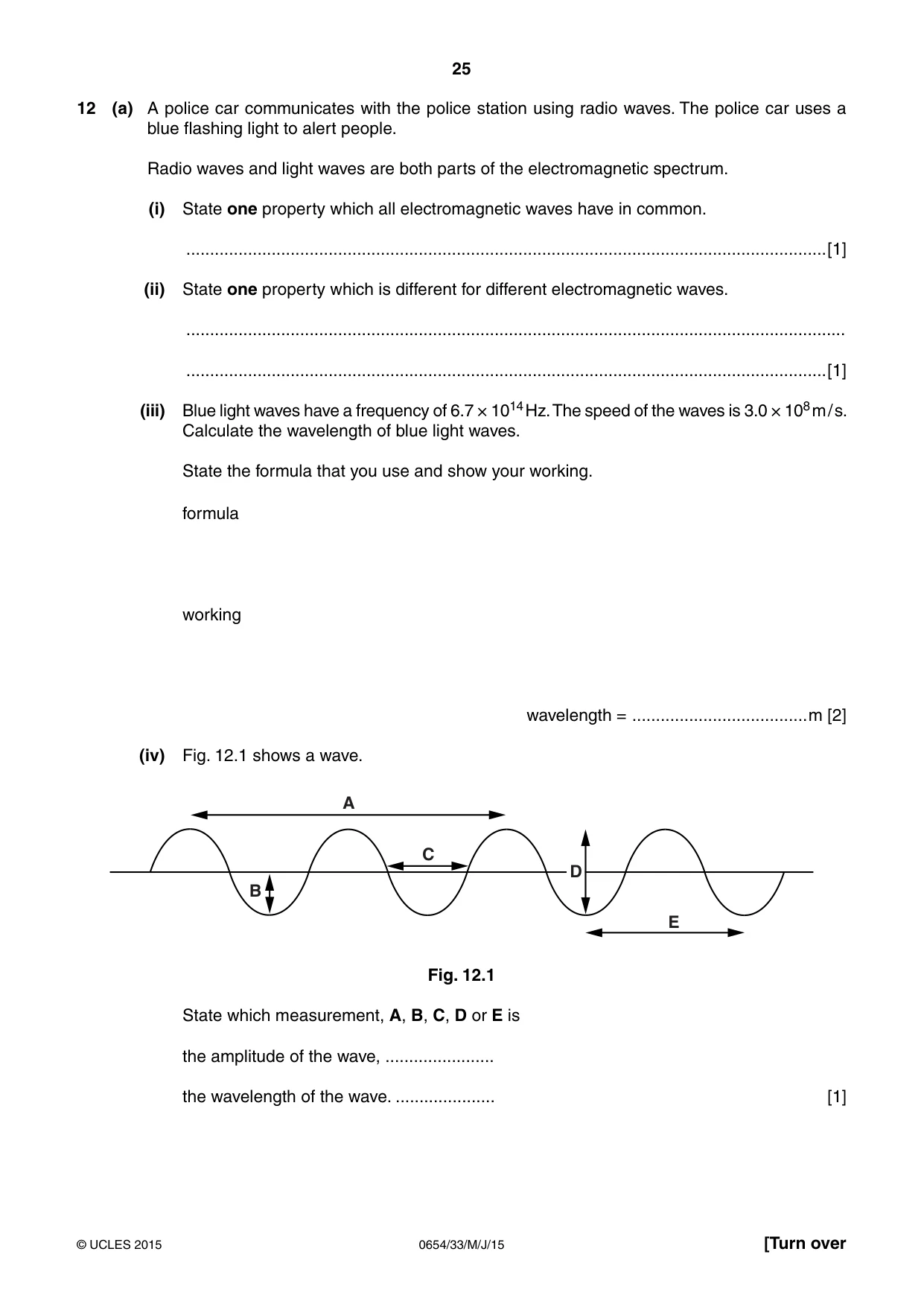 Cambridge IGCSE Sciences - Co-ordinated (Double) 0654 2015 May/June Paper 3 · Variant 3 question paper, page 25 of 28