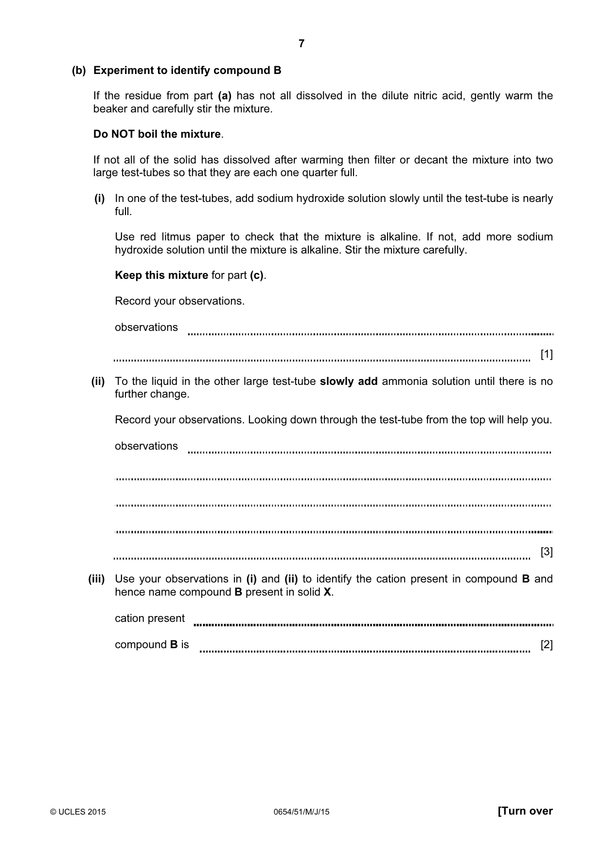 Cambridge IGCSE Sciences - Co-ordinated (Double) 0654 2015 May/June Paper 5 · Variant 1 question paper, page 7 of 16