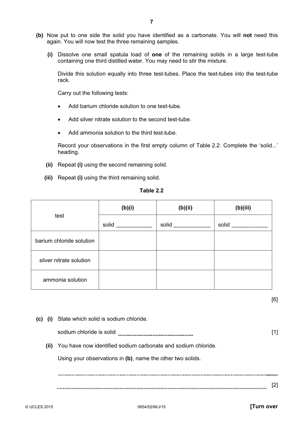 Cambridge IGCSE Sciences - Co-ordinated (Double) 0654 2015 May/June Paper 5 · Variant 2 question paper, page 7 of 12