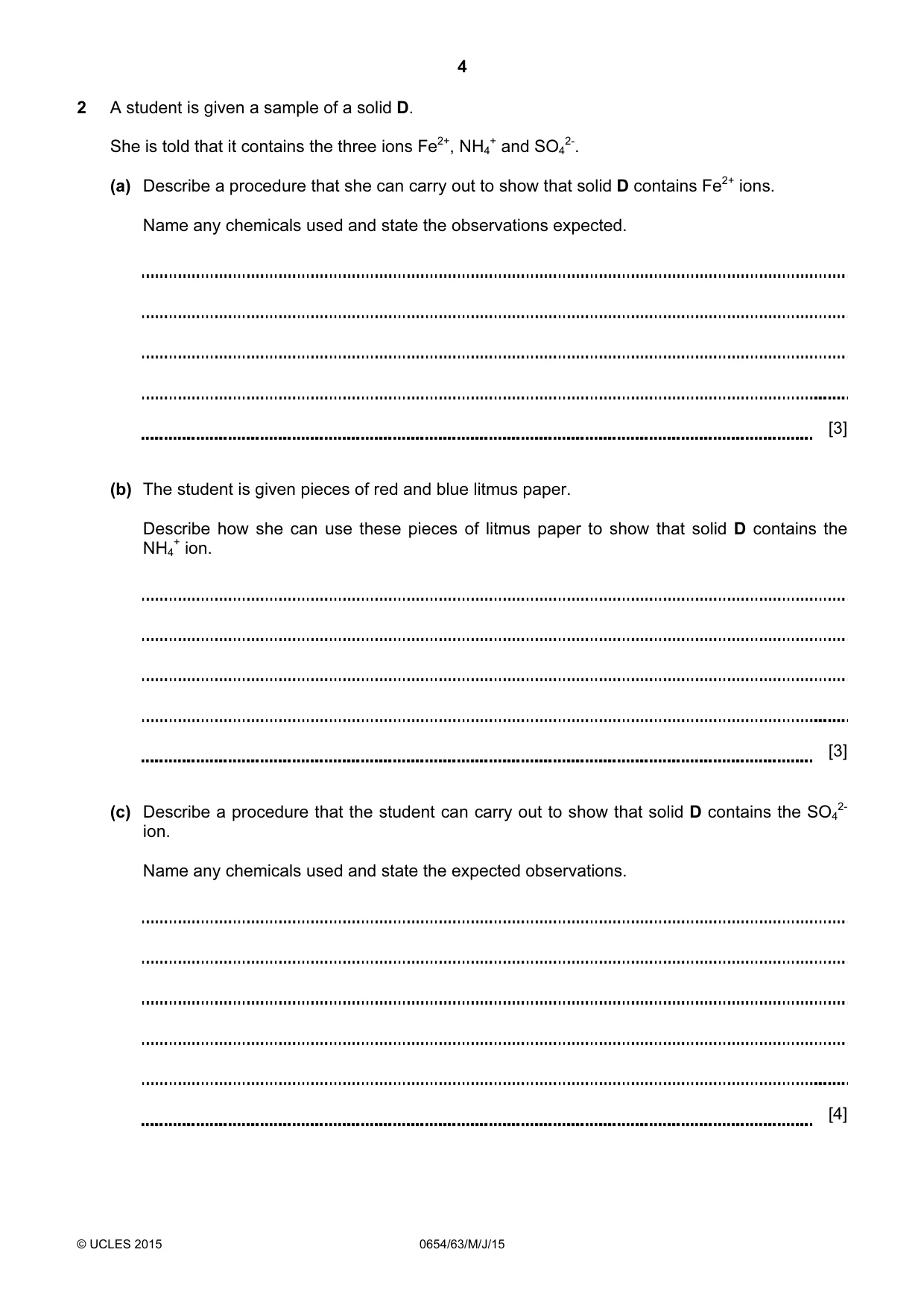 Cambridge IGCSE Sciences - Co-ordinated (Double) 0654 2015 May/June Paper 6 · Variant 3 question paper, page 4 of 20