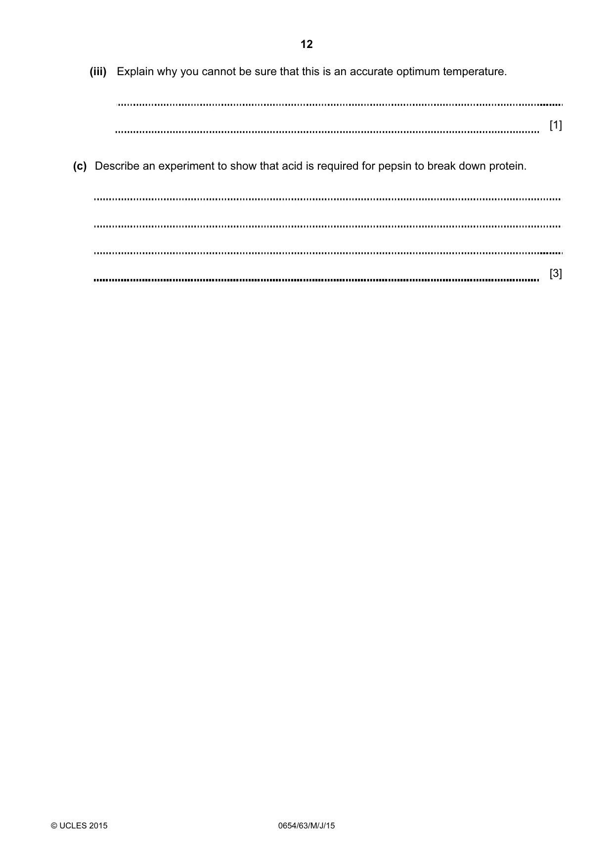 Cambridge IGCSE Sciences - Co-ordinated (Double) 0654 2015 May/June Paper 6 · Variant 3 question paper, page 12 of 20