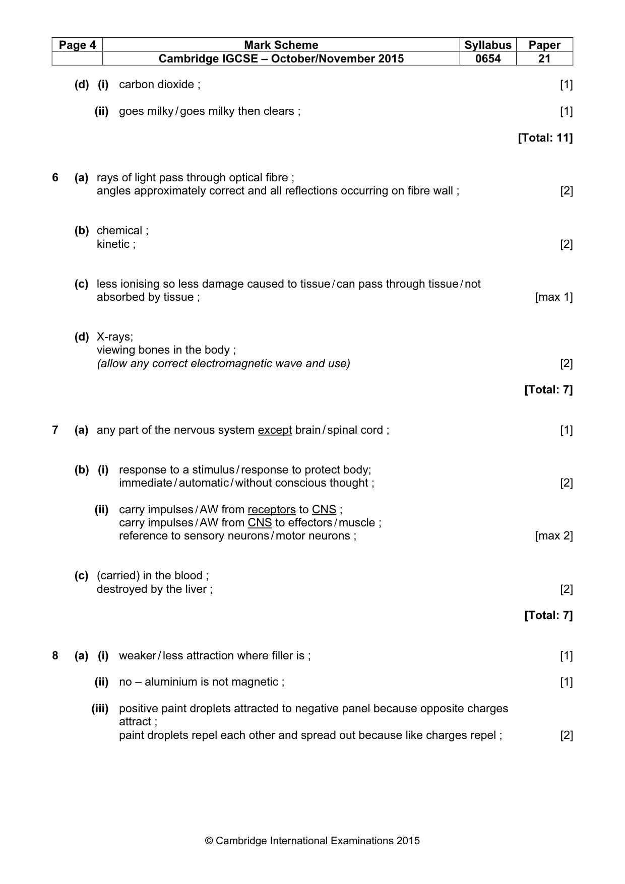 Mark scheme, page 4 of 8