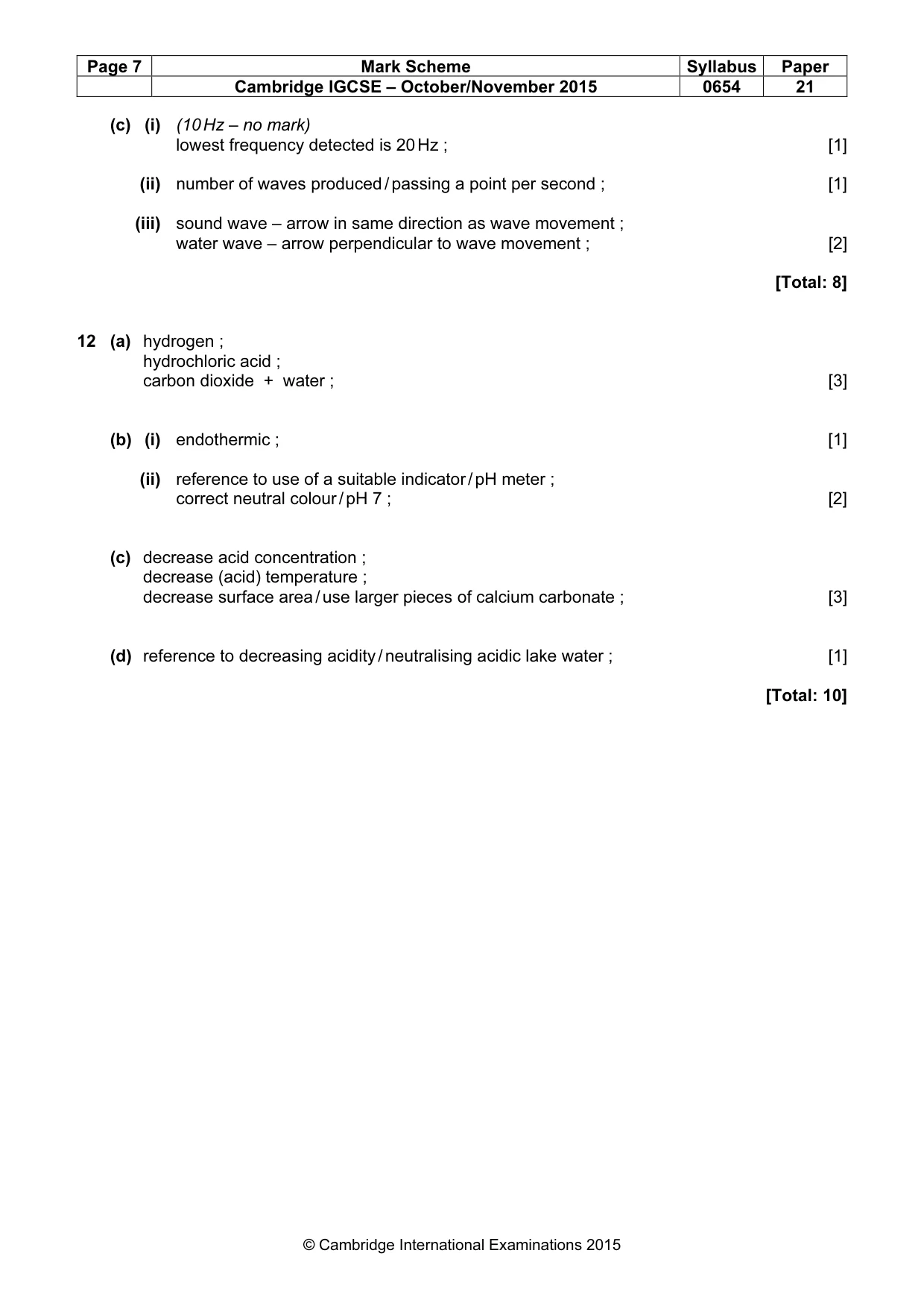 Mark scheme, page 7 of 8
