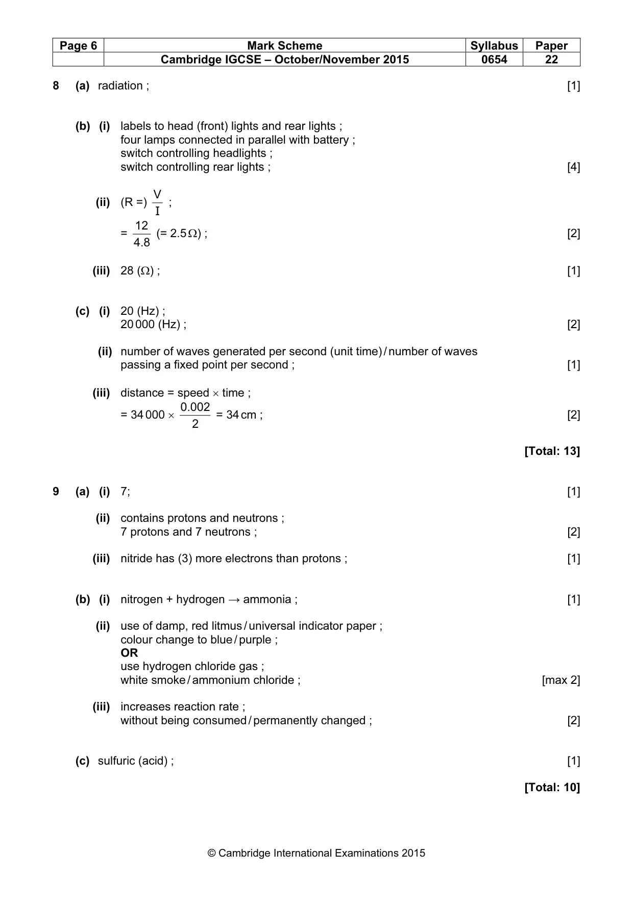 Mark scheme, page 6 of 8