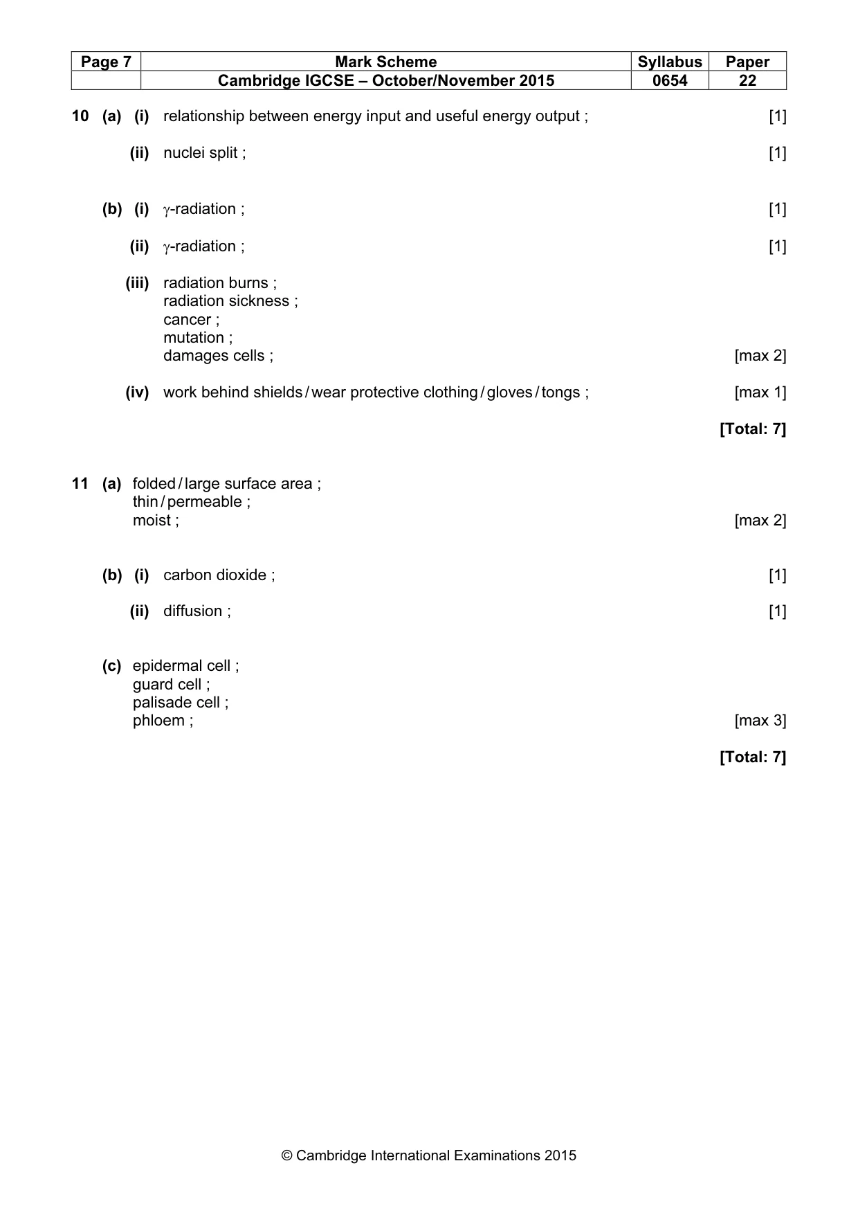 Mark scheme, page 7 of 8
