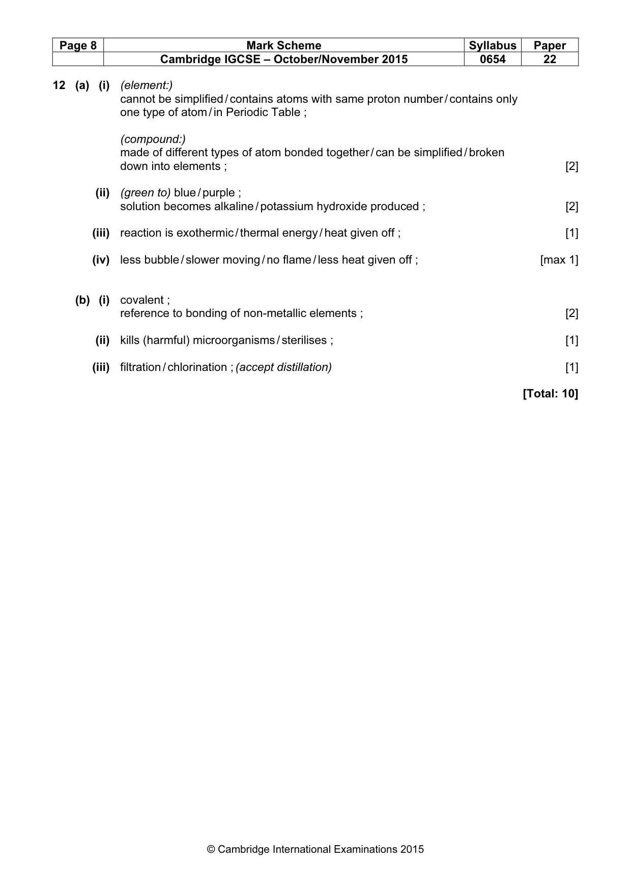 Mark scheme, page 8 of 8