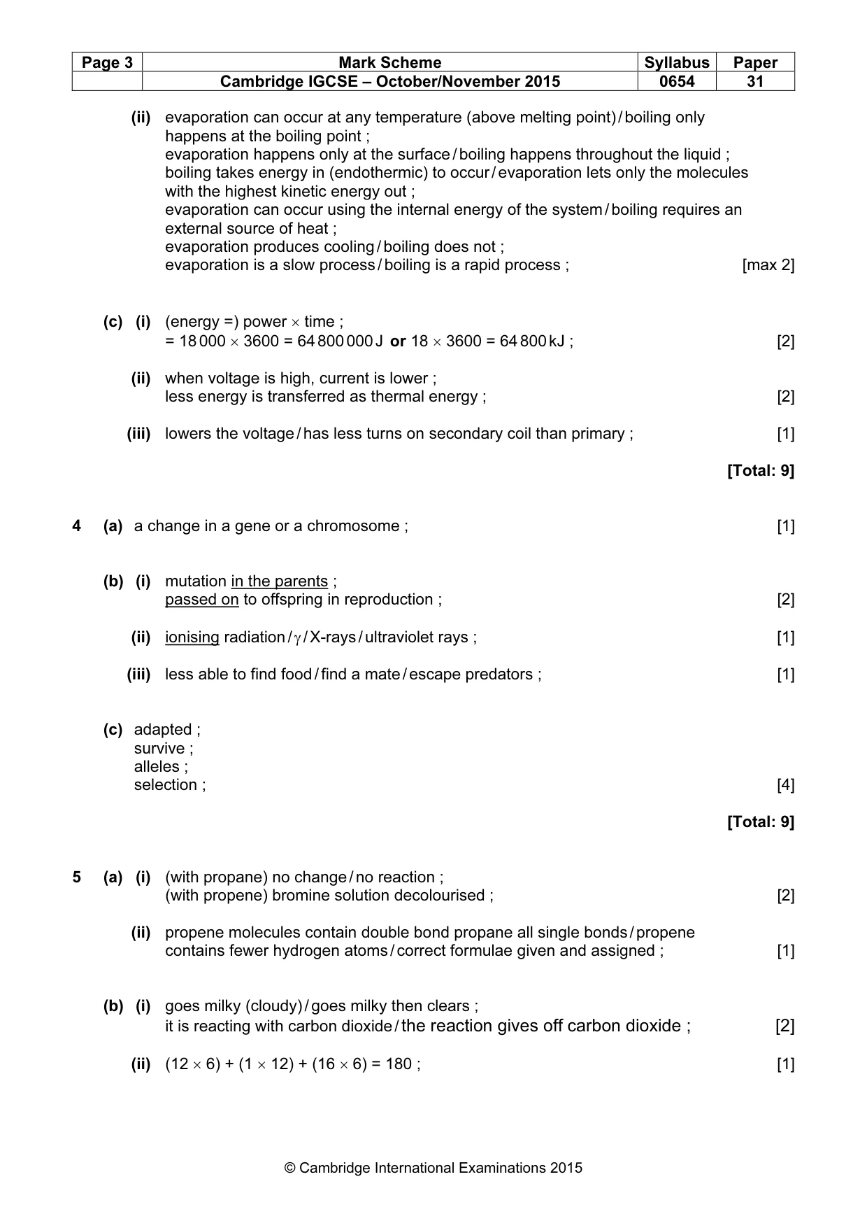 Mark scheme, page 3 of 8