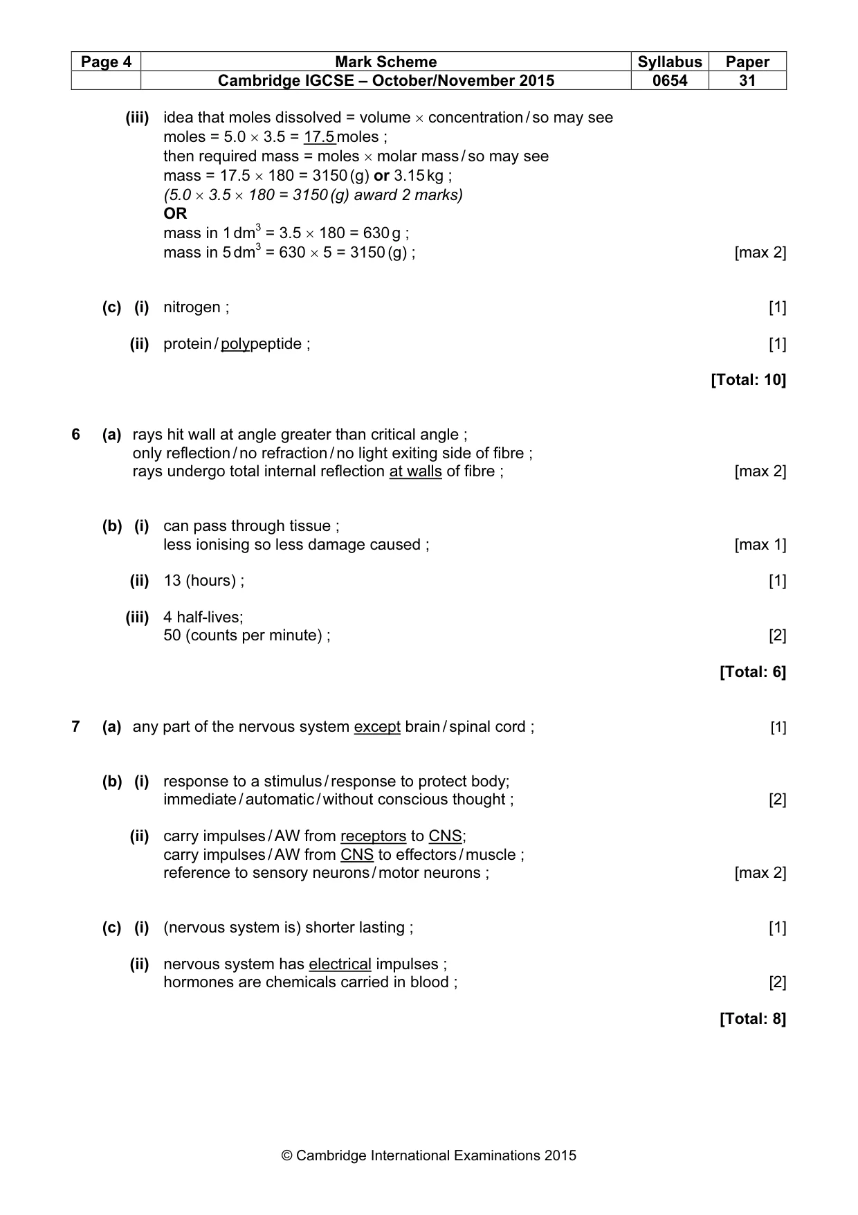 Mark scheme, page 4 of 8