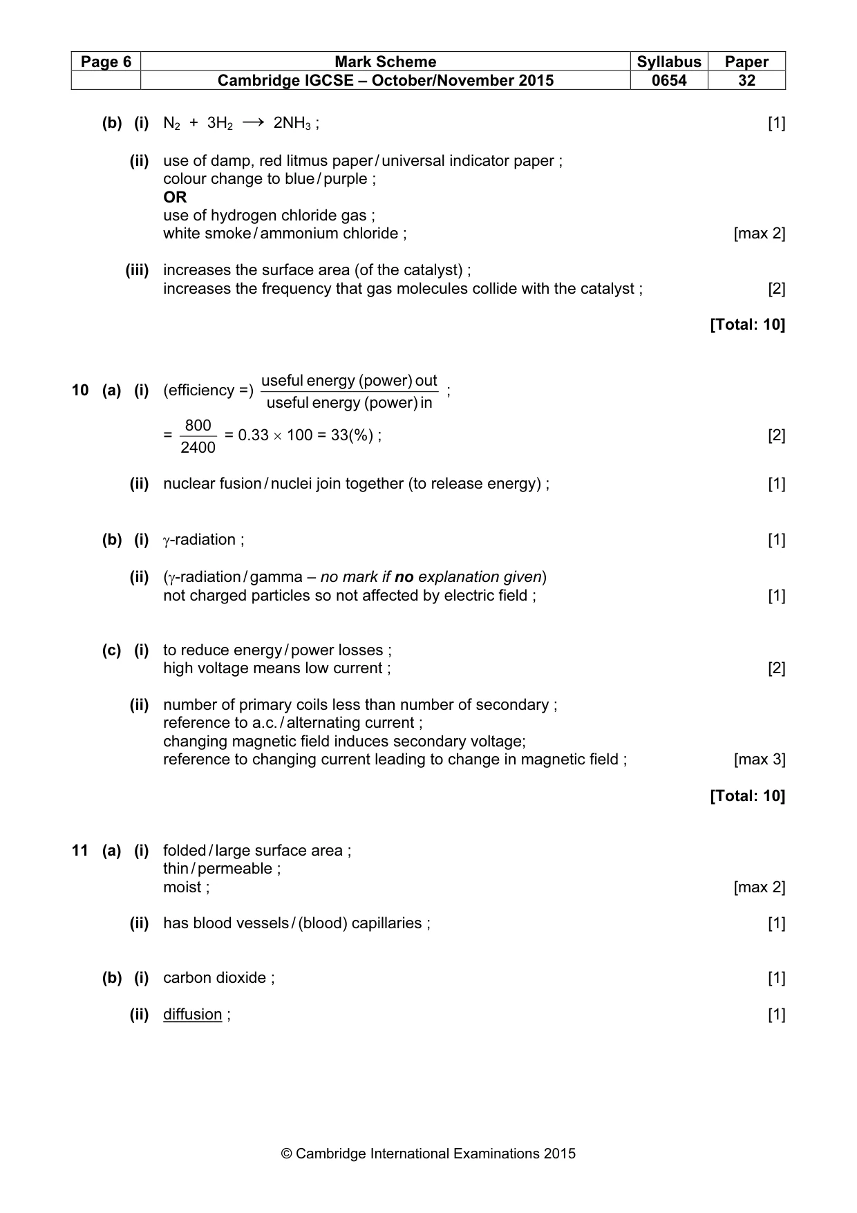 Mark scheme, page 6 of 7