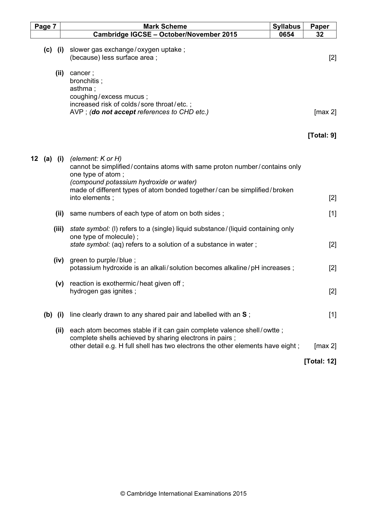 Mark scheme, page 7 of 7