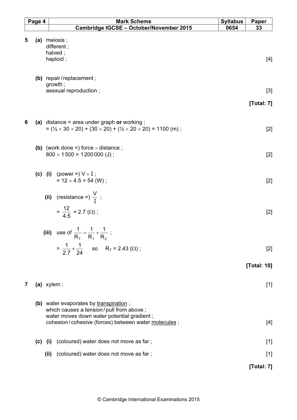 Mark scheme, page 4 of 7
