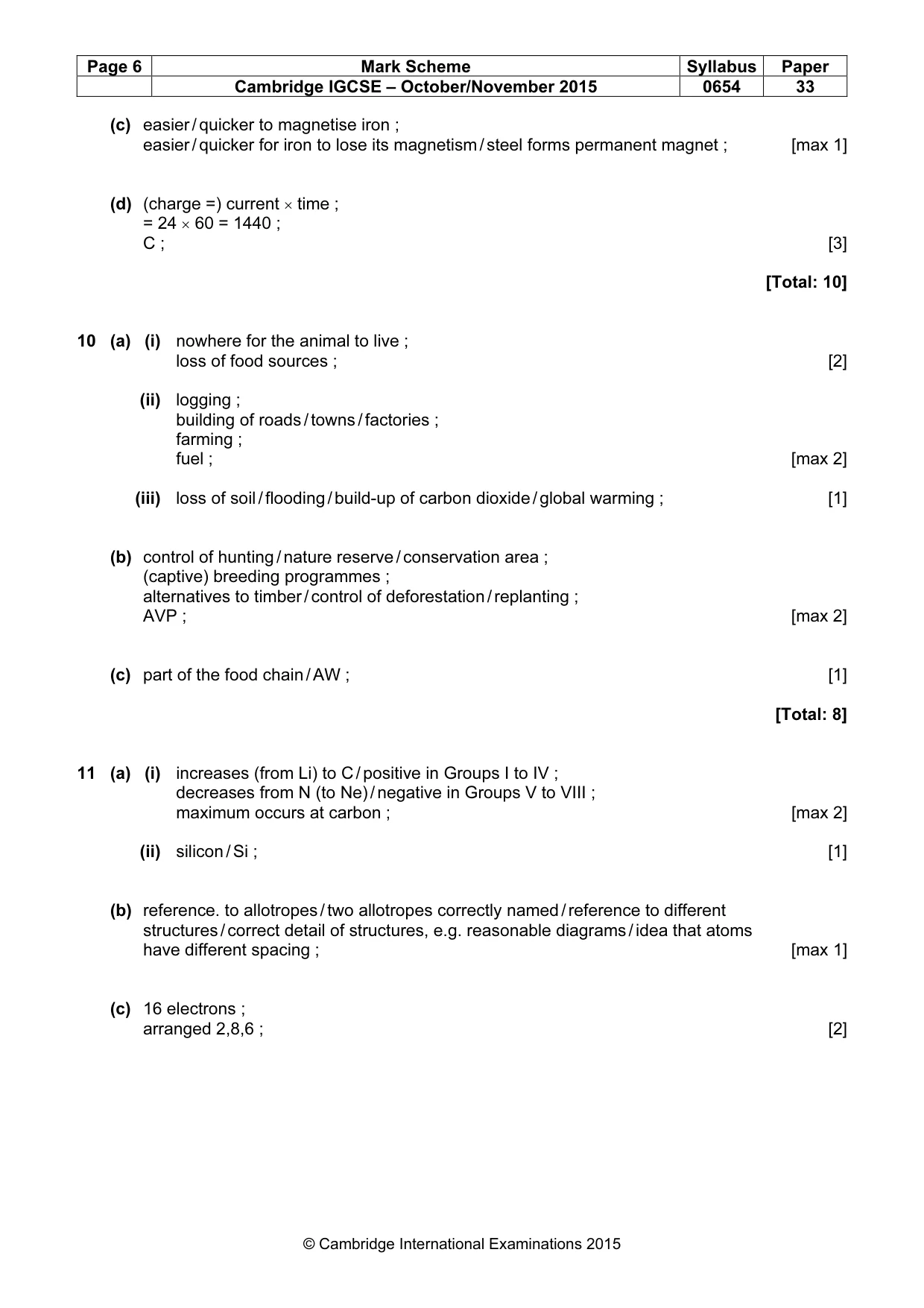 Mark scheme, page 6 of 7