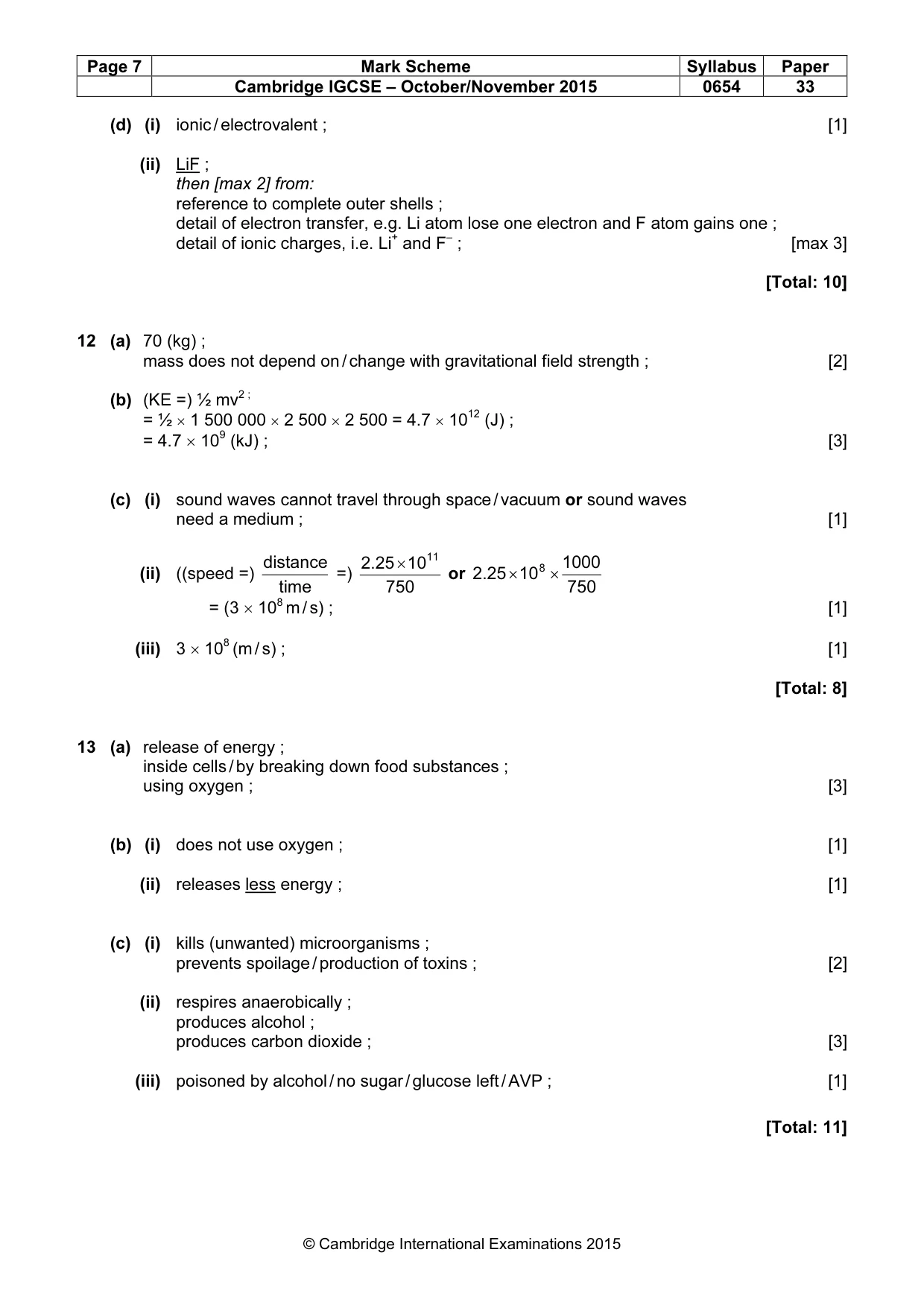 Mark scheme, page 7 of 7