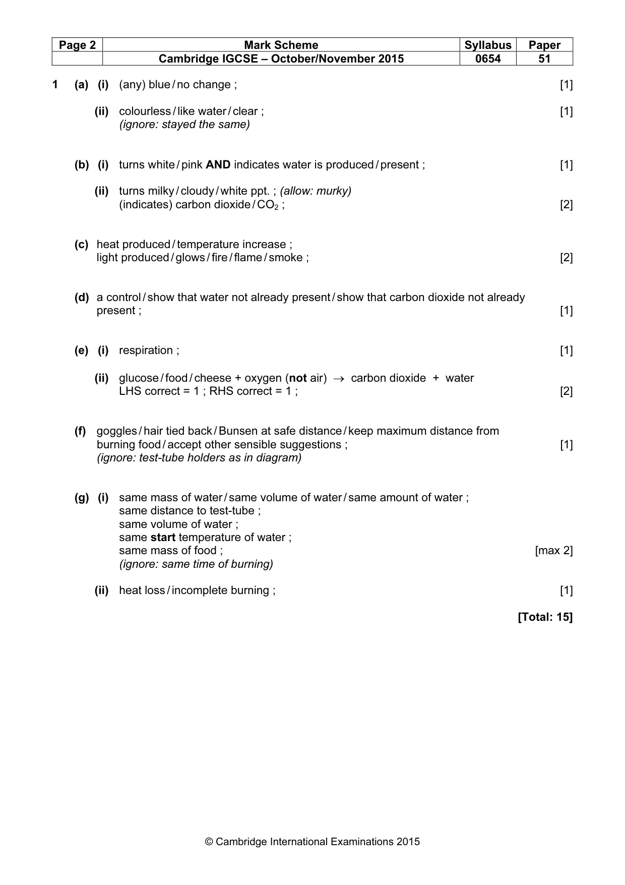 Mark scheme, page 2 of 4