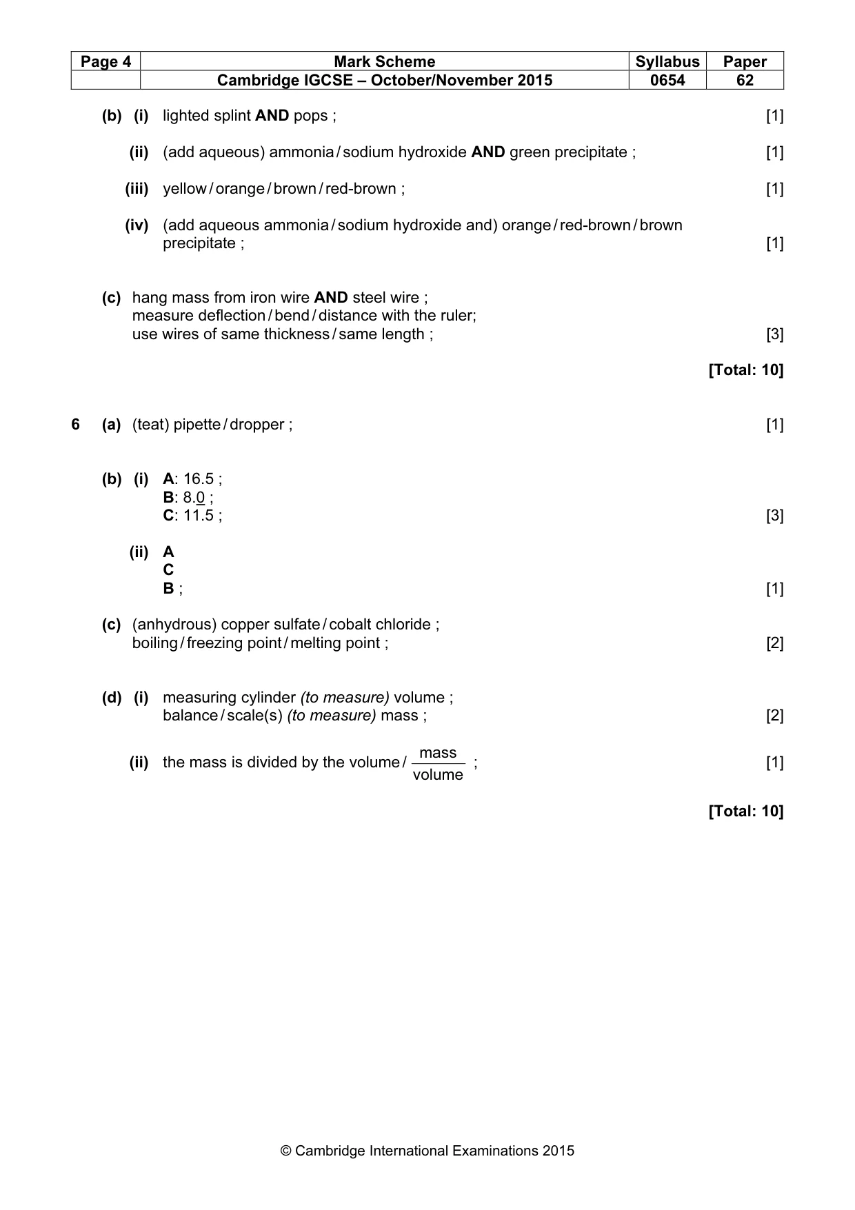 Mark scheme, page 4 of 4