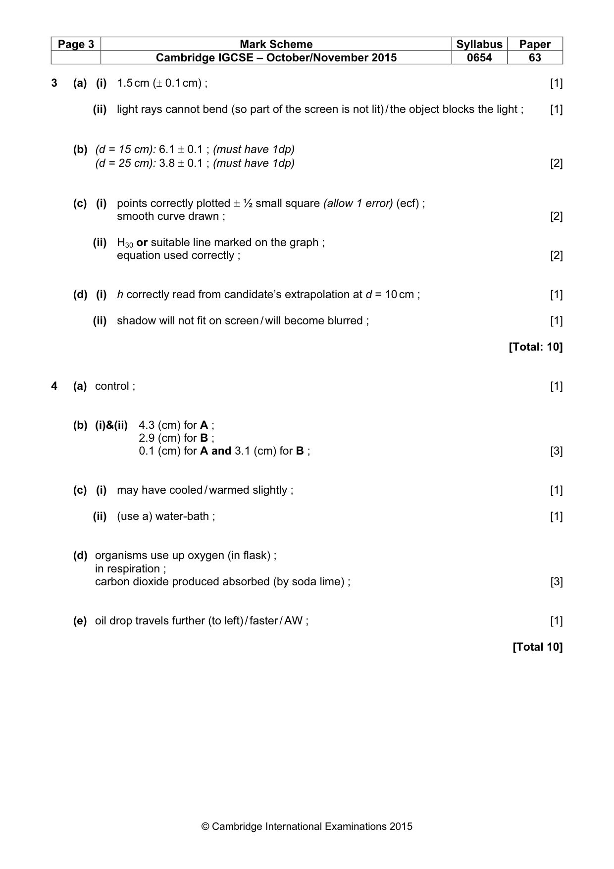 Mark scheme, page 3 of 4