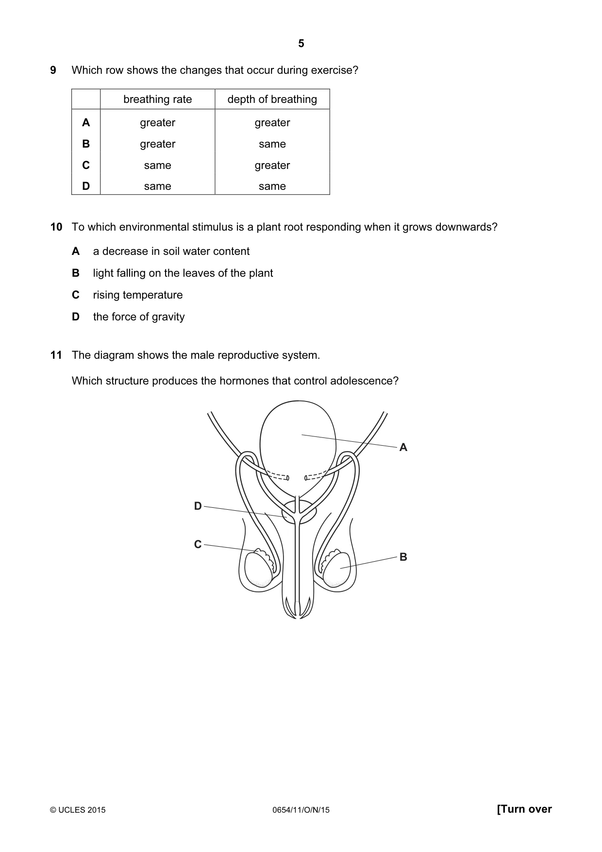 Cambridge IGCSE Sciences - Co-ordinated (Double) 0654 2015 Oct/Nov Paper 1 · Variant 1 question paper, page 5 of 20