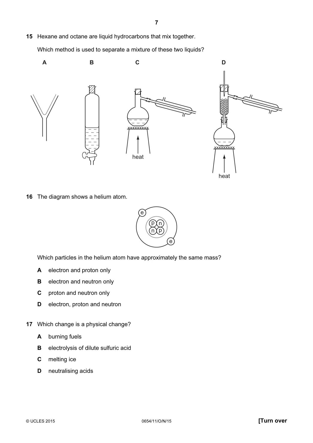 Cambridge IGCSE Sciences - Co-ordinated (Double) 0654 2015 Oct/Nov Paper 1 · Variant 1 question paper, page 7 of 20