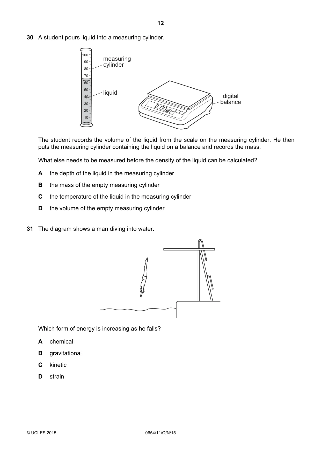 Cambridge IGCSE Sciences - Co-ordinated (Double) 0654 2015 Oct/Nov Paper 1 · Variant 1 question paper, page 12 of 20