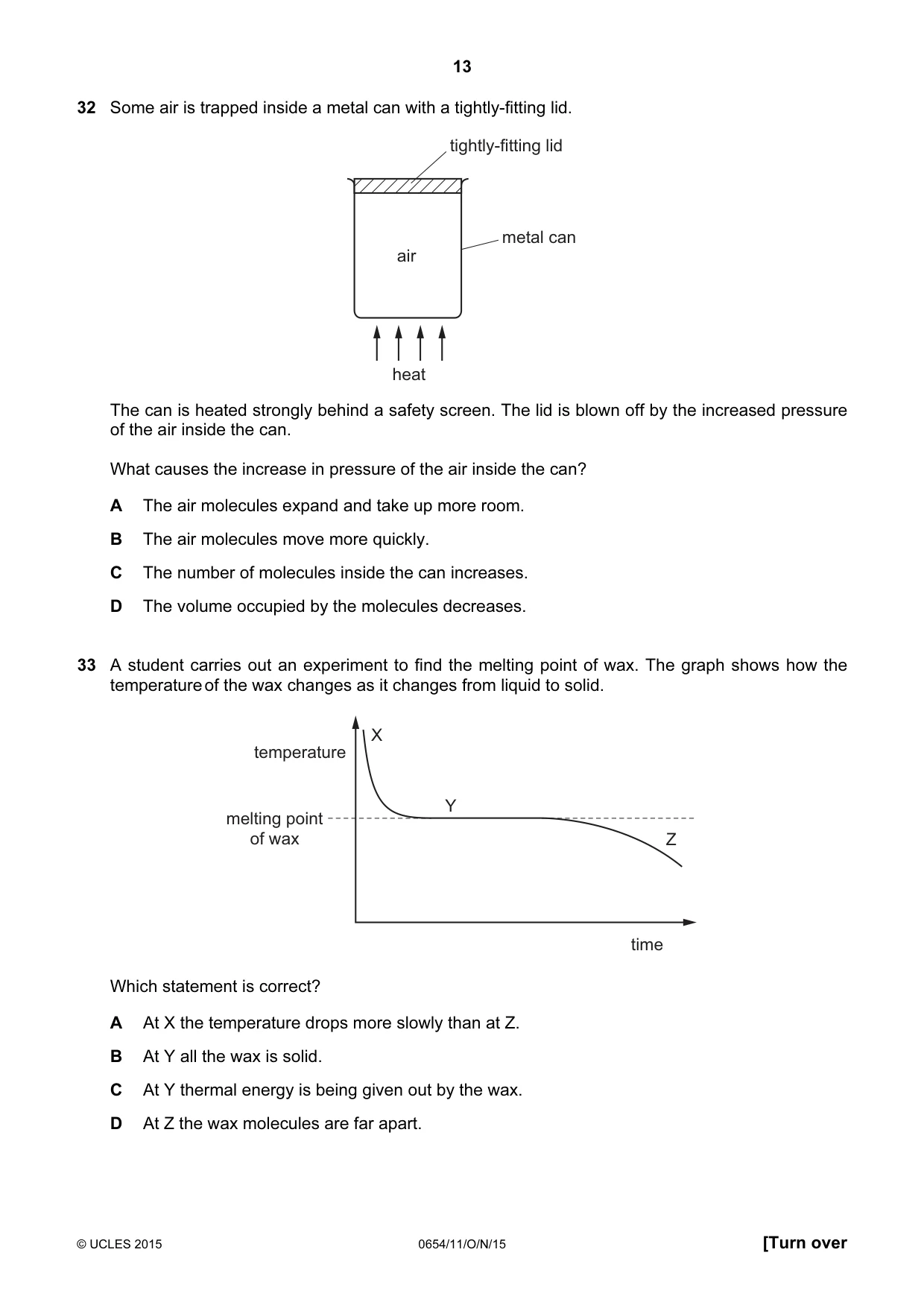 Cambridge IGCSE Sciences - Co-ordinated (Double) 0654 2015 Oct/Nov Paper 1 · Variant 1 question paper, page 13 of 20