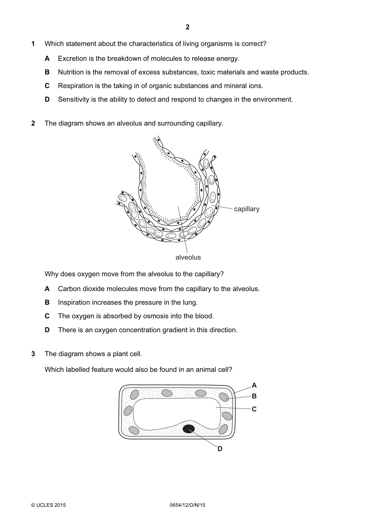 Cambridge IGCSE Sciences - Co-ordinated (Double) 0654 2015 Oct/Nov Paper 1 · Variant 2 question paper, page 2 of 20