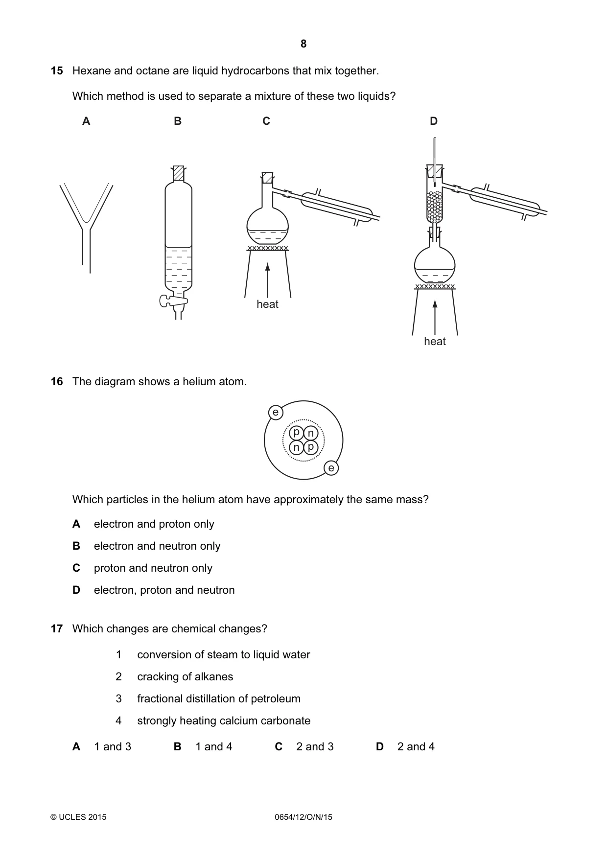 Cambridge IGCSE Sciences - Co-ordinated (Double) 0654 2015 Oct/Nov Paper 1 · Variant 2 question paper, page 8 of 20