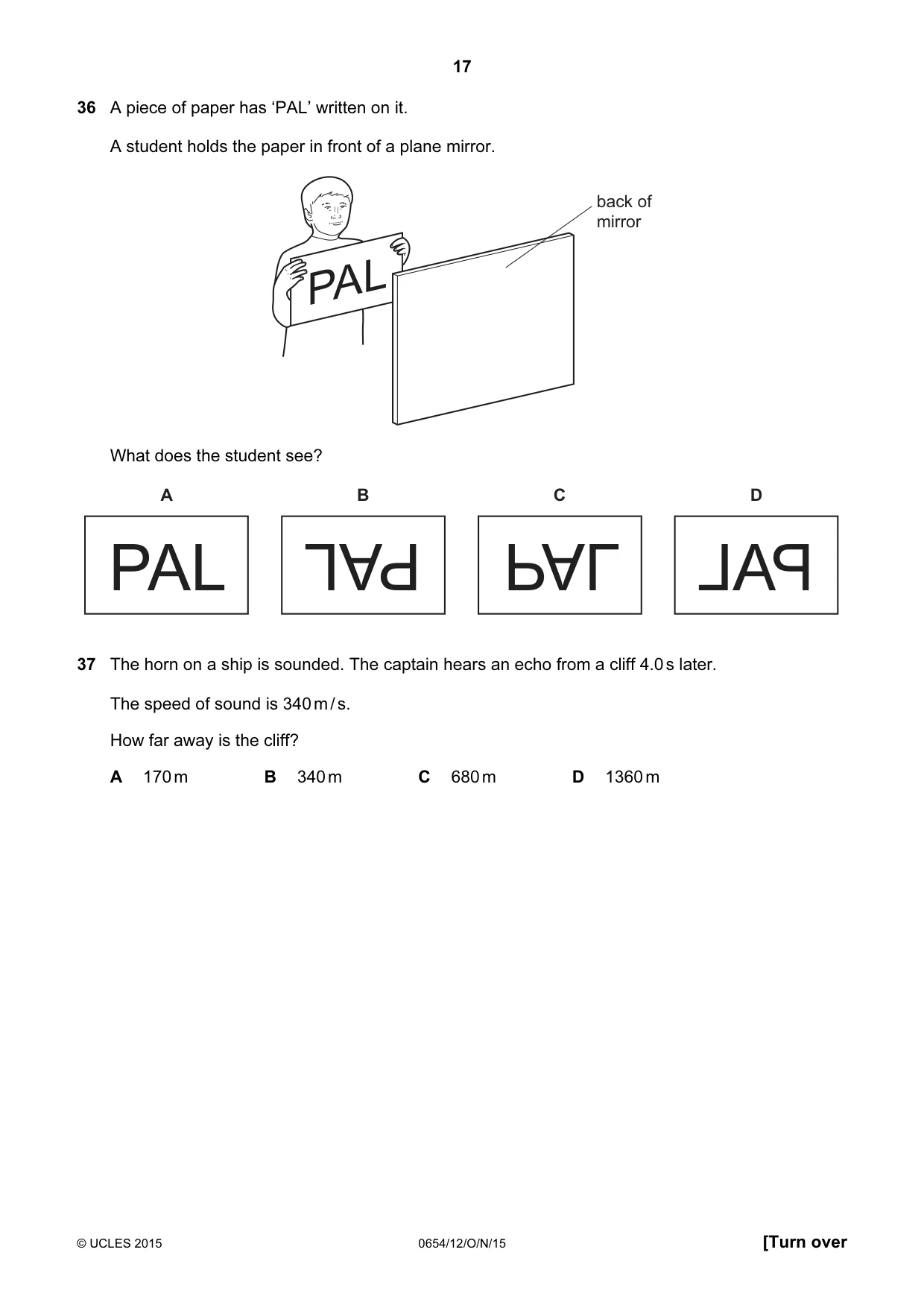 Cambridge IGCSE Sciences - Co-ordinated (Double) 0654 2015 Oct/Nov Paper 1 · Variant 2 question paper, page 17 of 20