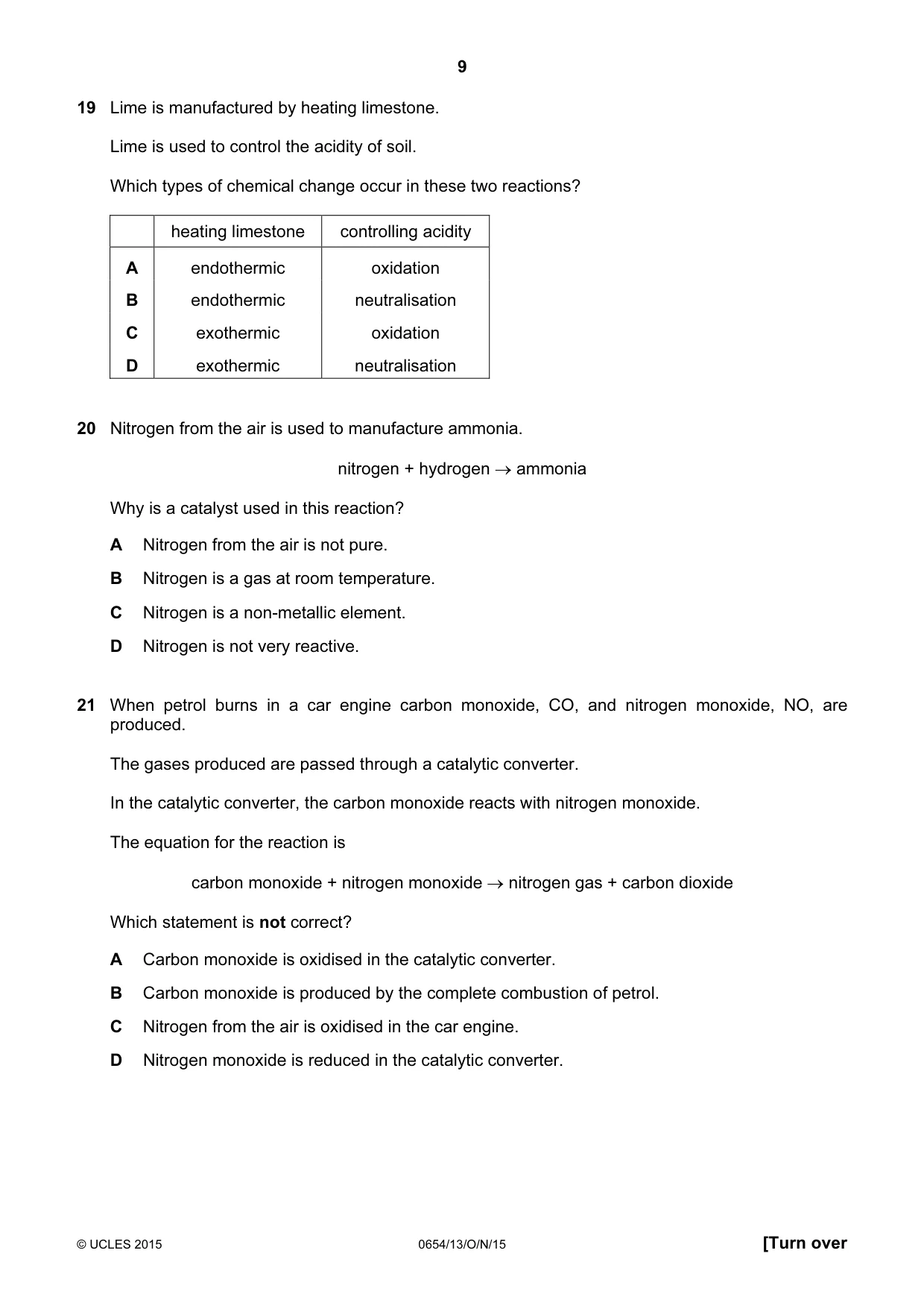 Cambridge IGCSE Sciences - Co-ordinated (Double) 0654 2015 Oct/Nov Paper 1 · Variant 3 question paper, page 9 of 20