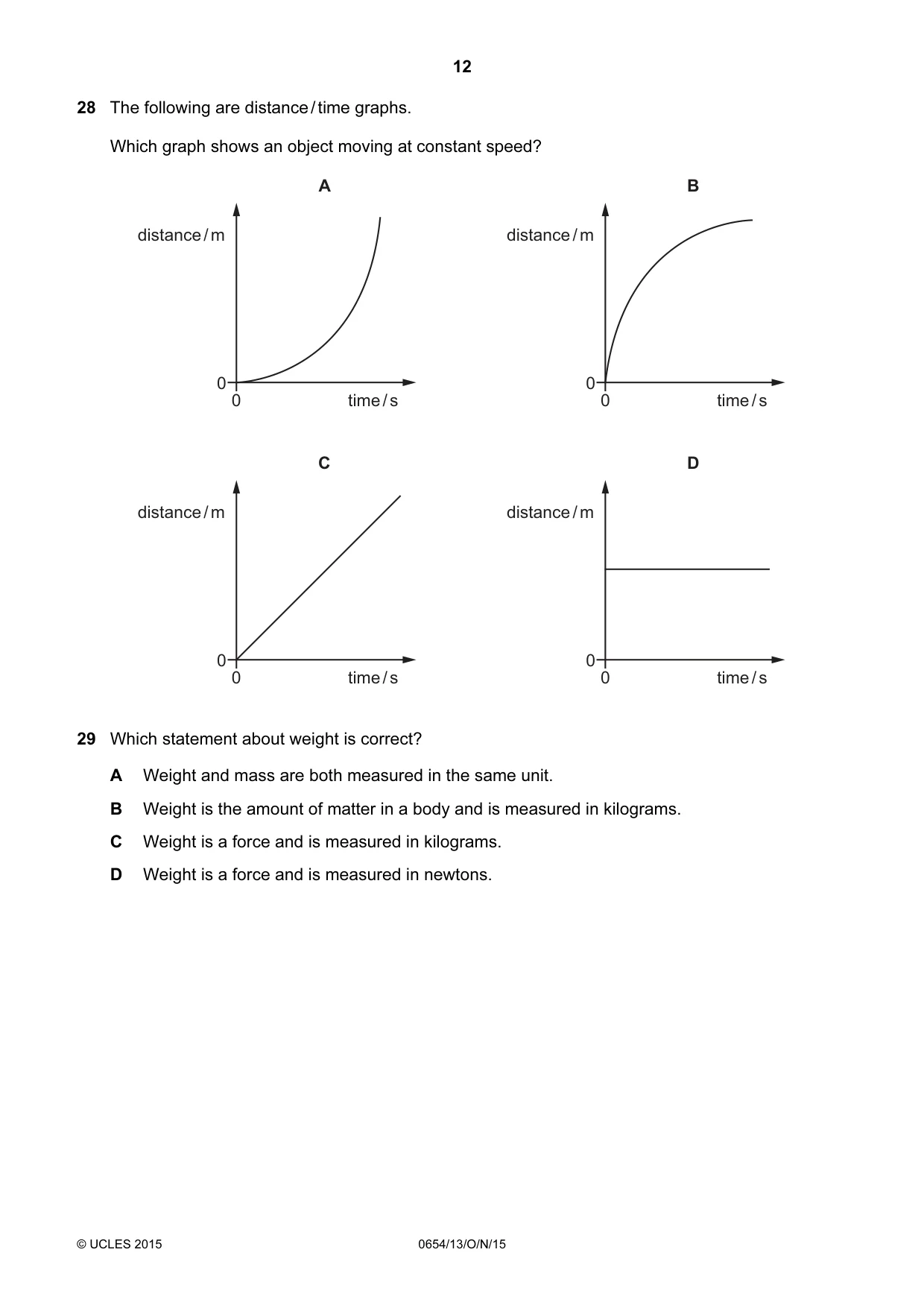Cambridge IGCSE Sciences - Co-ordinated (Double) 0654 2015 Oct/Nov Paper 1 · Variant 3 question paper, page 12 of 20
