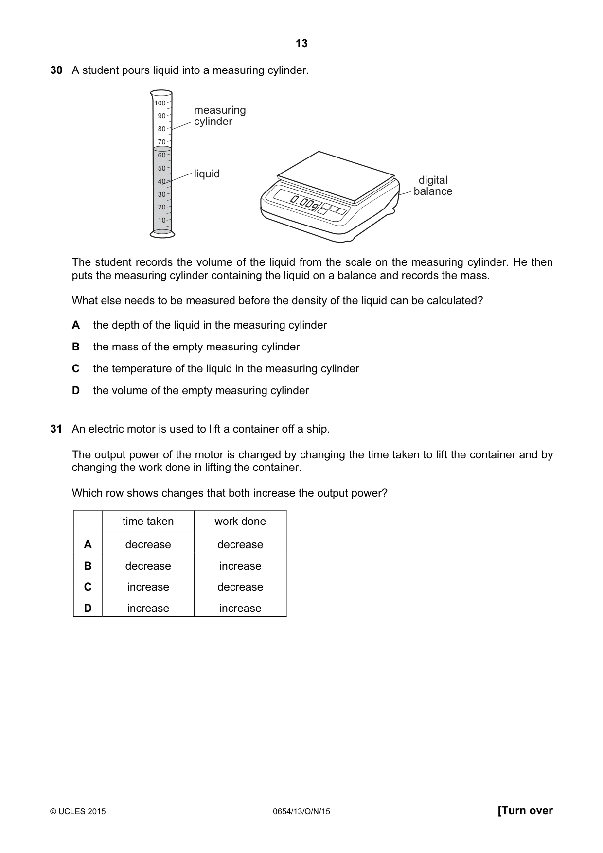 Cambridge IGCSE Sciences - Co-ordinated (Double) 0654 2015 Oct/Nov Paper 1 · Variant 3 question paper, page 13 of 20