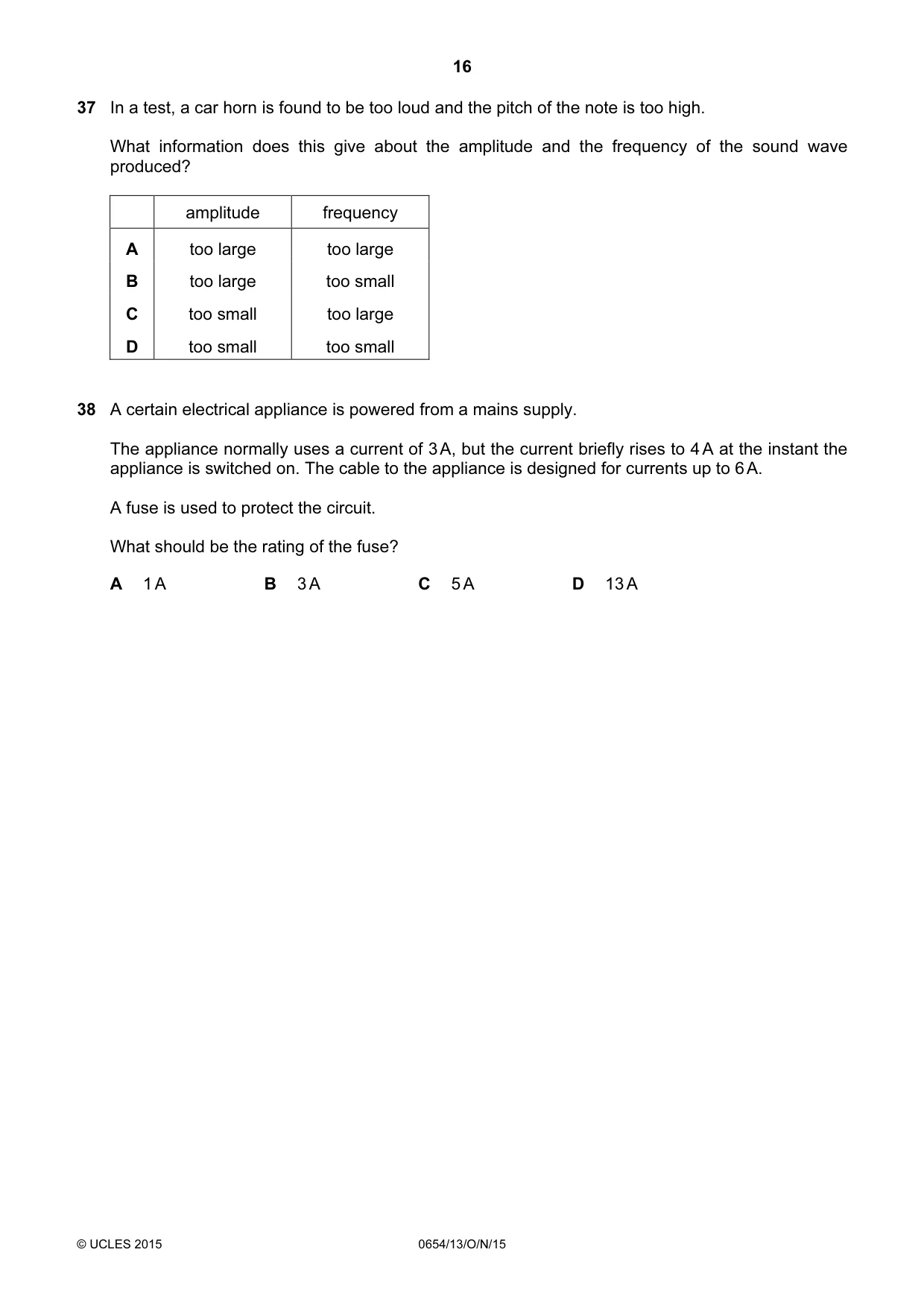 Cambridge IGCSE Sciences - Co-ordinated (Double) 0654 2015 Oct/Nov Paper 1 · Variant 3 question paper, page 16 of 20