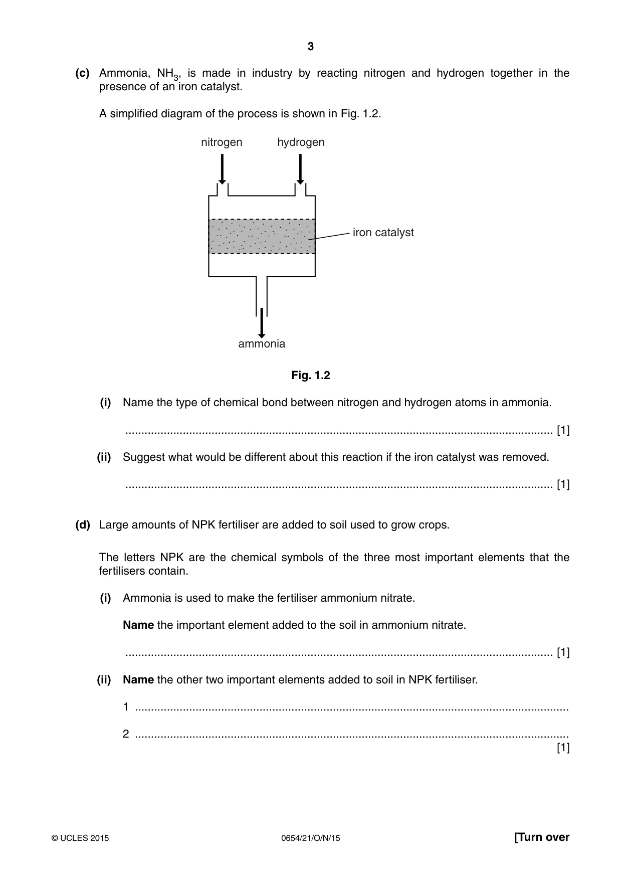 Cambridge IGCSE Sciences - Co-ordinated (Double) 0654 2015 Oct/Nov Paper 2 · Variant 1 question paper, page 3 of 32