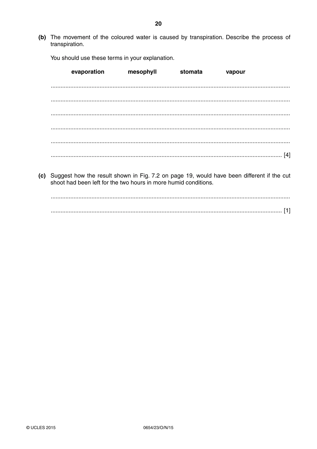 Cambridge IGCSE Sciences - Co-ordinated (Double) 0654 2015 Oct/Nov Paper 2 · Variant 3 question paper, page 20 of 32