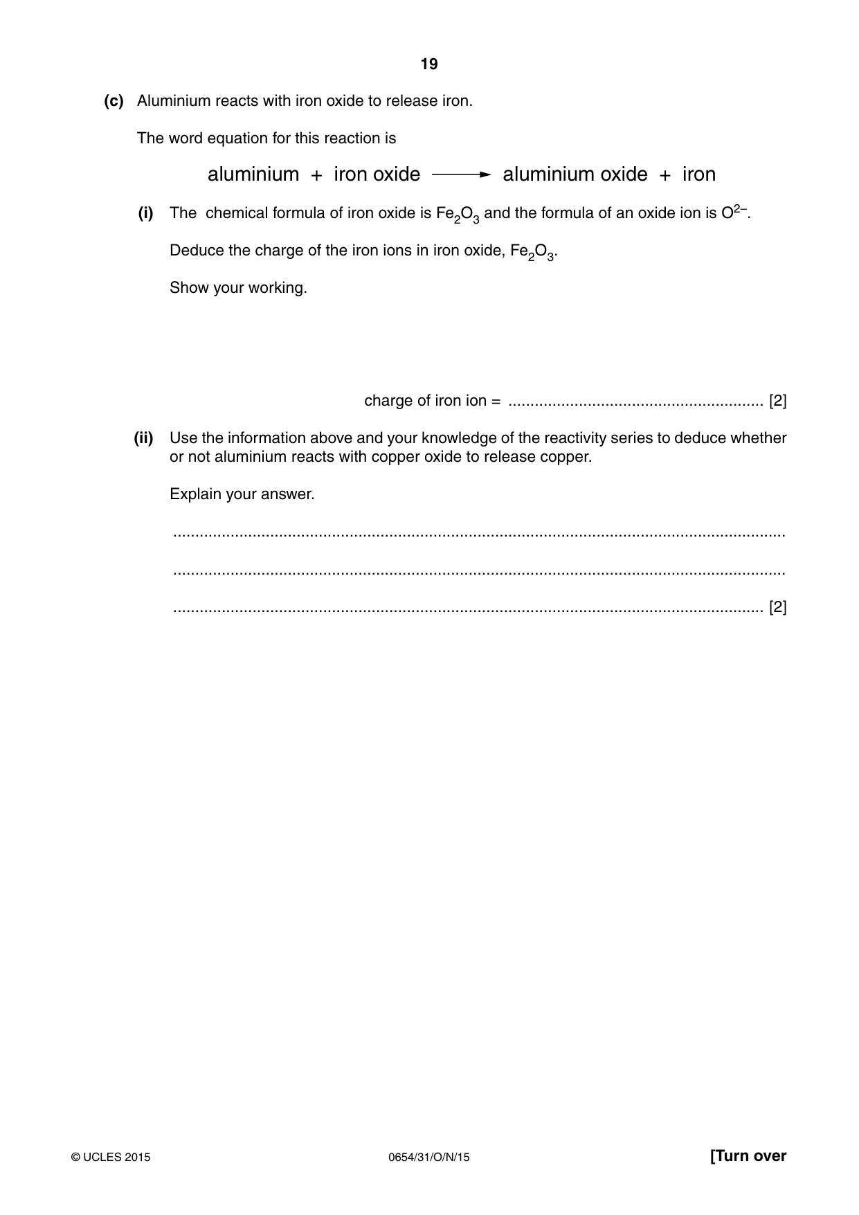 Cambridge IGCSE Sciences - Co-ordinated (Double) 0654 2015 Oct/Nov Paper 3 · Variant 1 question paper, page 19 of 32