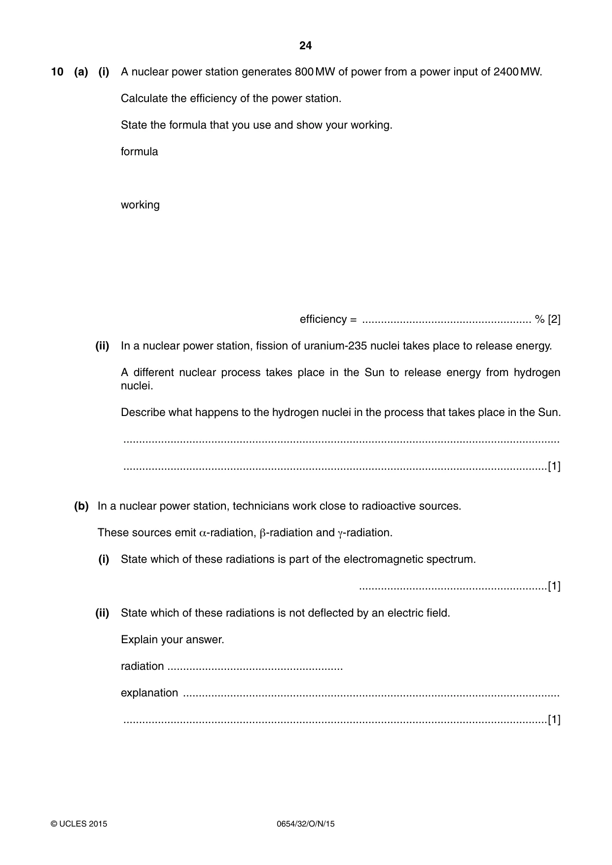 Cambridge IGCSE Sciences - Co-ordinated (Double) 0654 2015 Oct/Nov Paper 3 · Variant 2 question paper, page 24 of 32