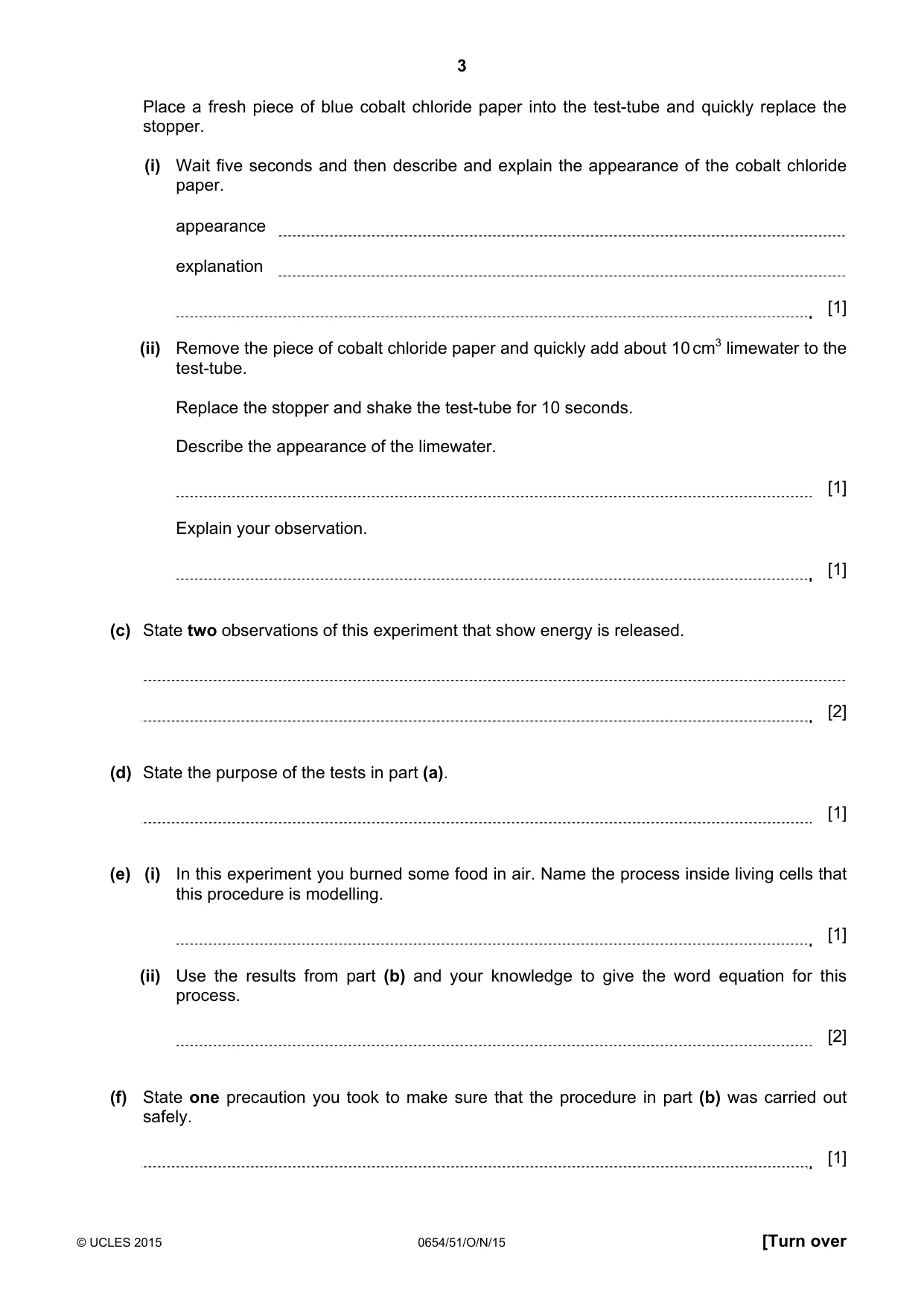 Cambridge IGCSE Sciences - Co-ordinated (Double) 0654 2015 Oct/Nov Paper 5 · Variant 1 question paper, page 3 of 12