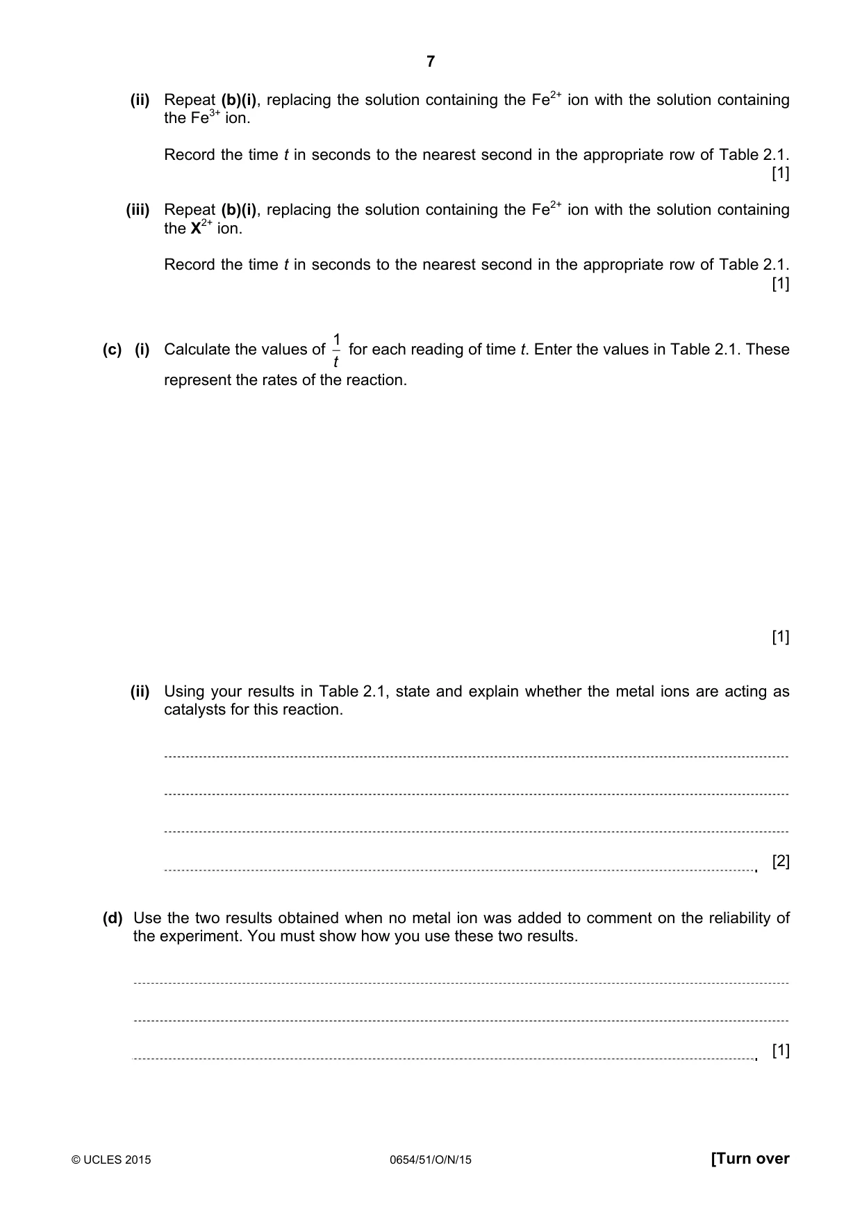 Cambridge IGCSE Sciences - Co-ordinated (Double) 0654 2015 Oct/Nov Paper 5 · Variant 1 question paper, page 7 of 12