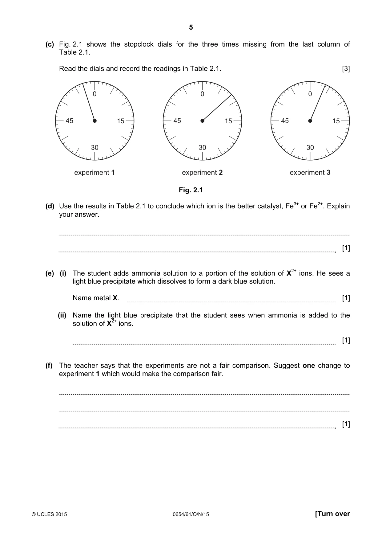Cambridge IGCSE Sciences - Co-ordinated (Double) 0654 2015 Oct/Nov Paper 6 · Variant 1 question paper, page 5 of 16