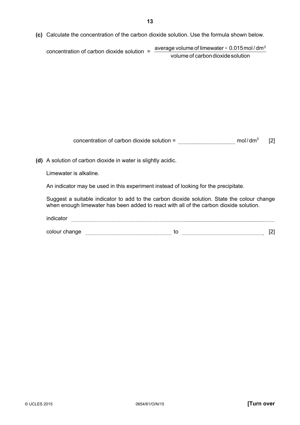 Cambridge IGCSE Sciences - Co-ordinated (Double) 0654 2015 Oct/Nov Paper 6 · Variant 1 question paper, page 13 of 16