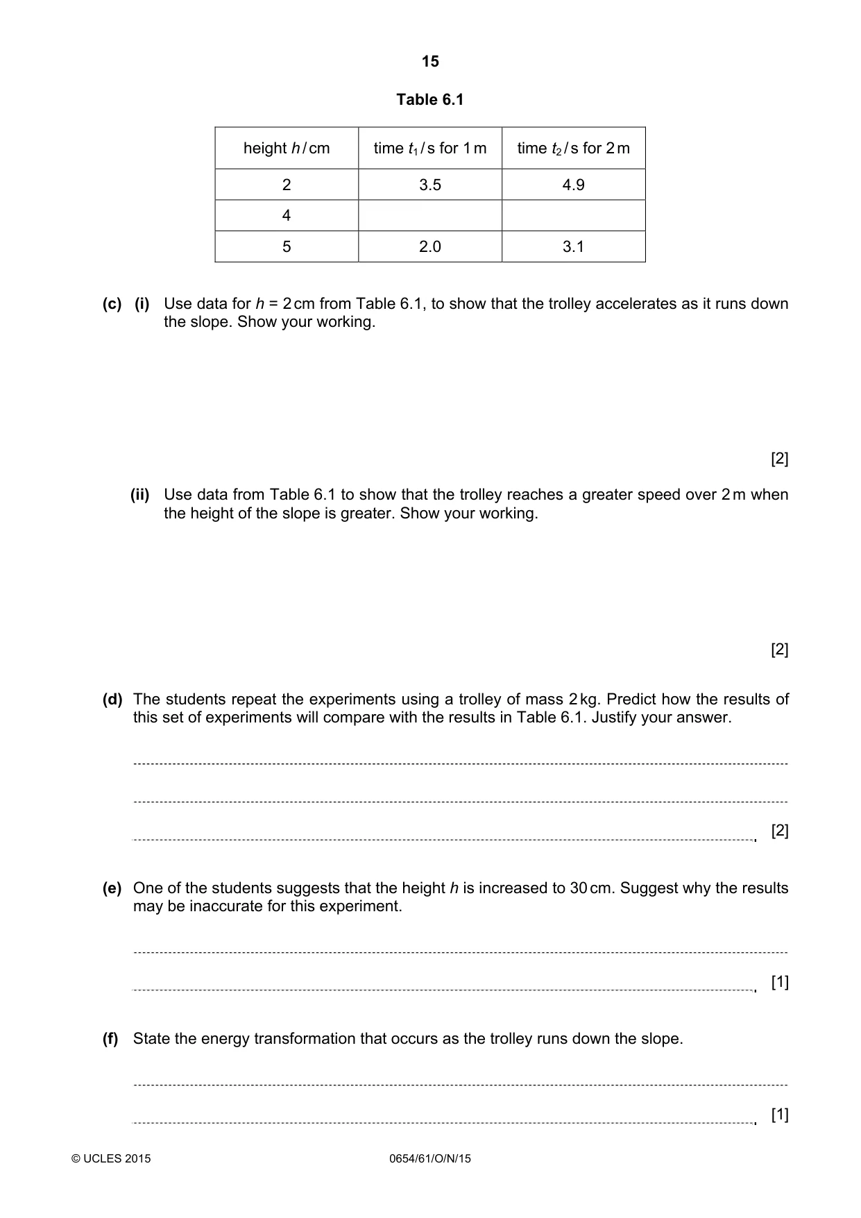 Cambridge IGCSE Sciences - Co-ordinated (Double) 0654 2015 Oct/Nov Paper 6 · Variant 1 question paper, page 15 of 16