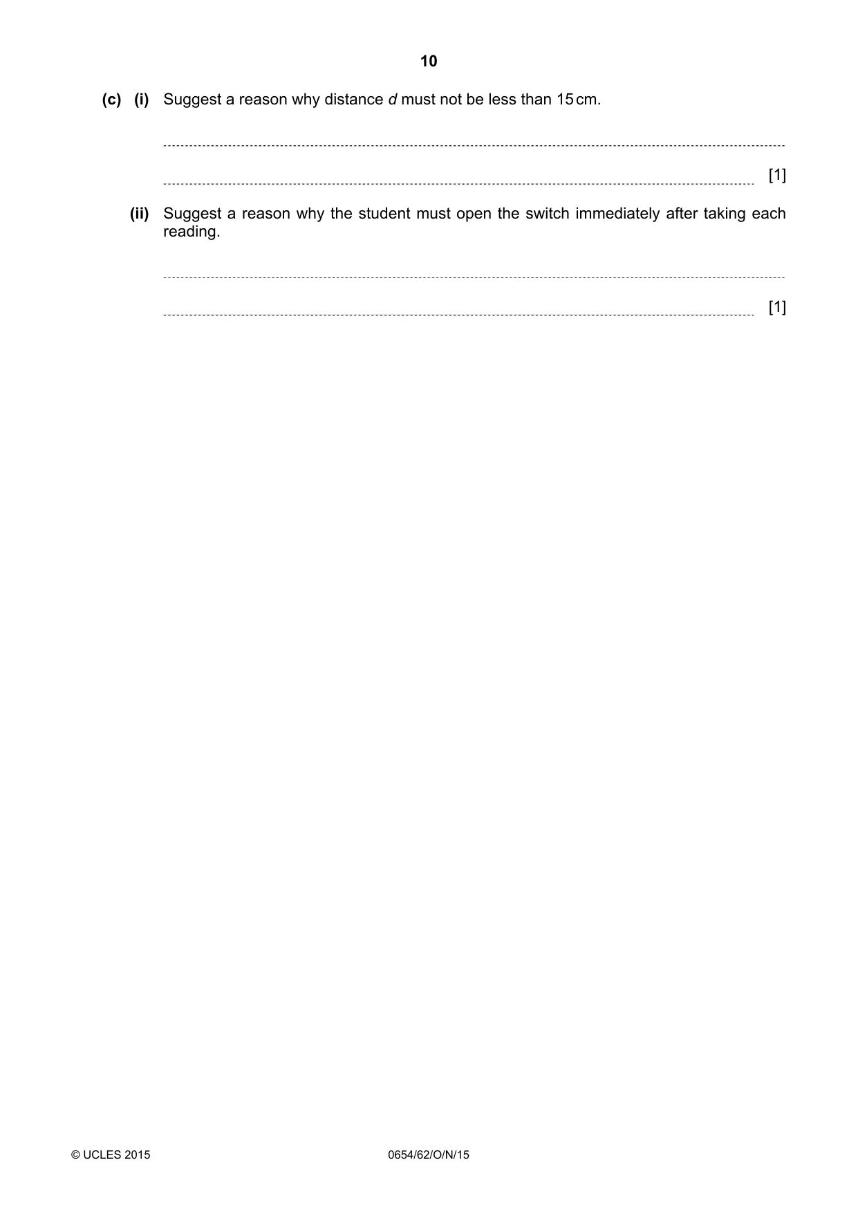 Cambridge IGCSE Sciences - Co-ordinated (Double) 0654 2015 Oct/Nov Paper 6 · Variant 2 question paper, page 10 of 20