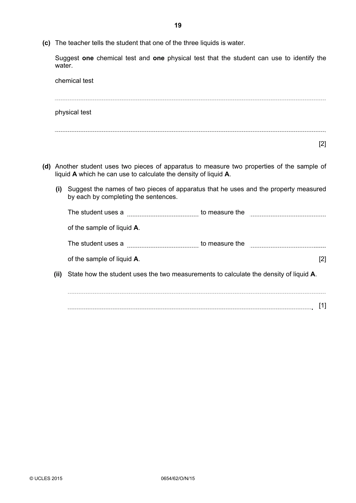 Cambridge IGCSE Sciences - Co-ordinated (Double) 0654 2015 Oct/Nov Paper 6 · Variant 2 question paper, page 19 of 20